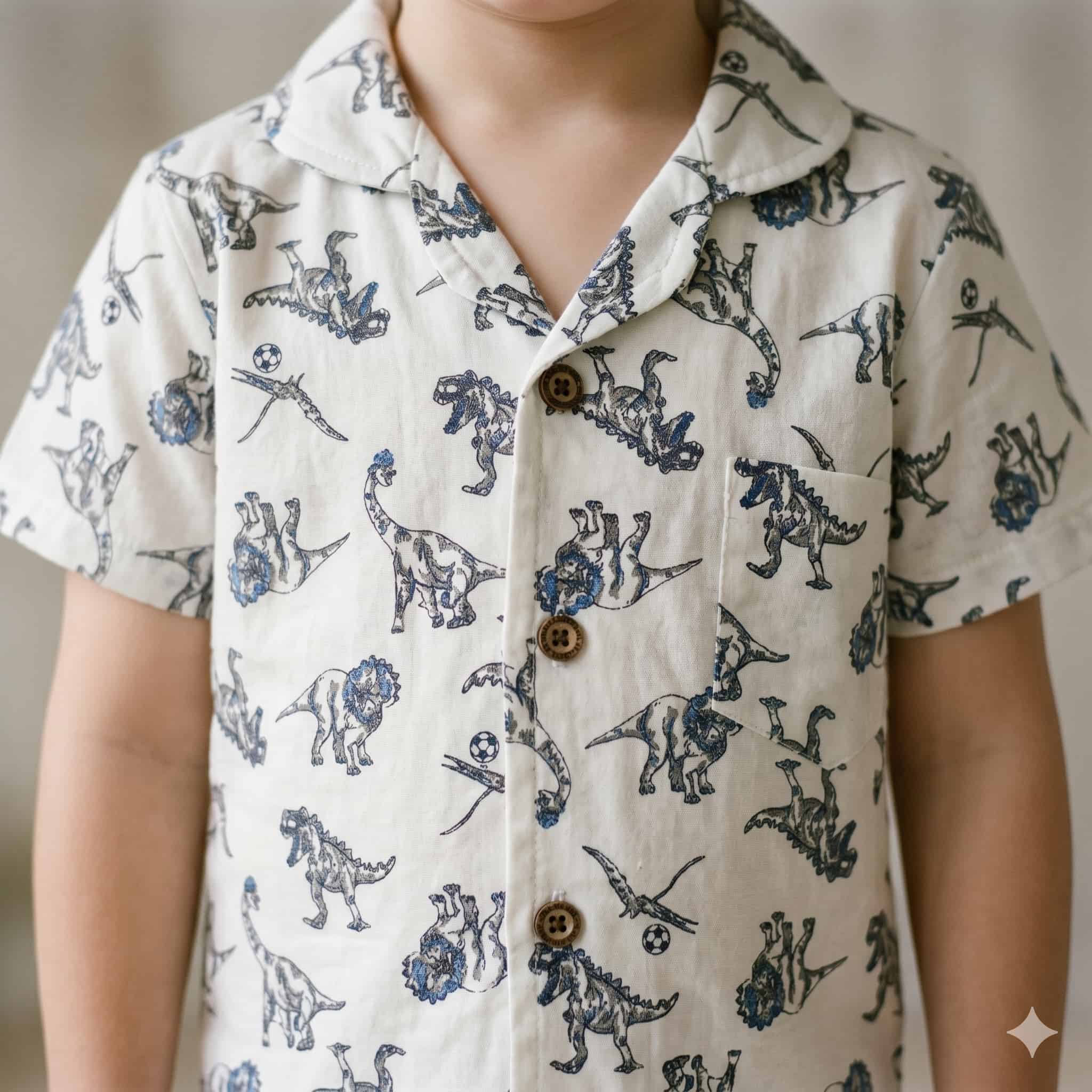 Dino Dreamer Boys Half Sleeves Pajama Set - Cream