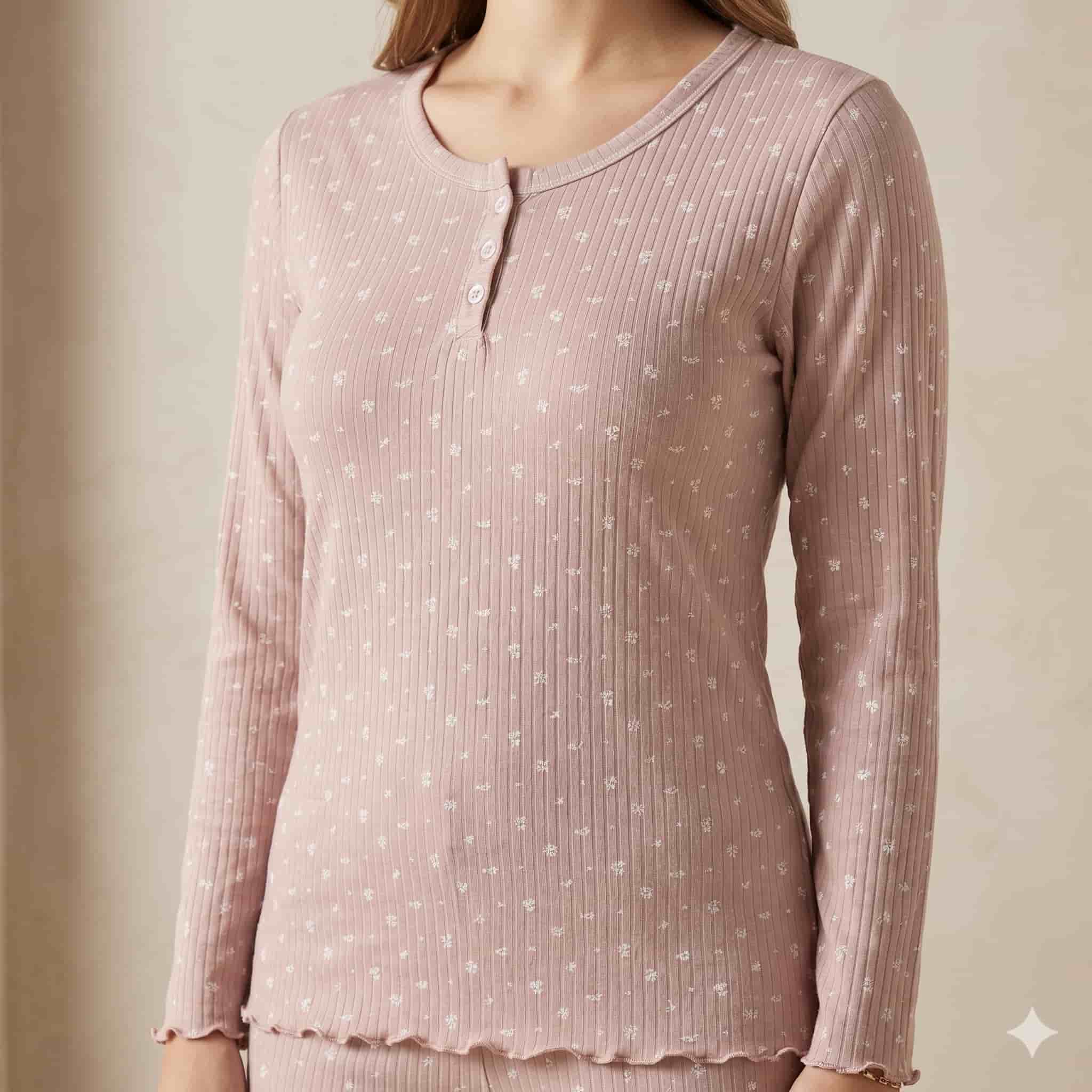 Blush Petals Women Full Sleeves Pajama Set - Pink
