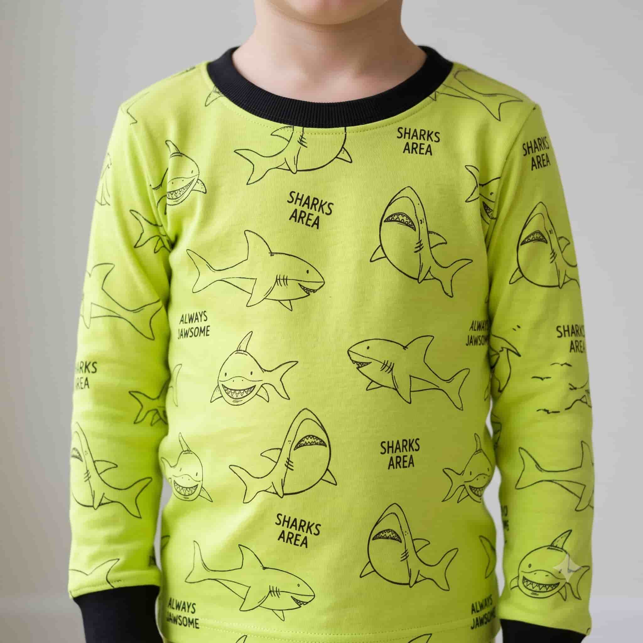 Always Jawsome Boys Full Sleeves Pajama Set - Black
