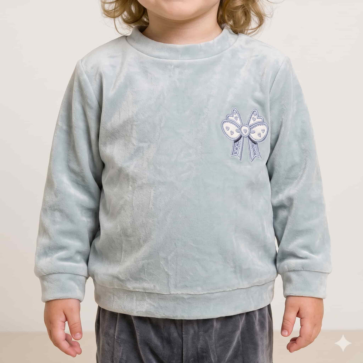 Frosty Charm Baby Girls Winter Full Sleeves Pajama Set – Ice Blue & Charcoal Grey