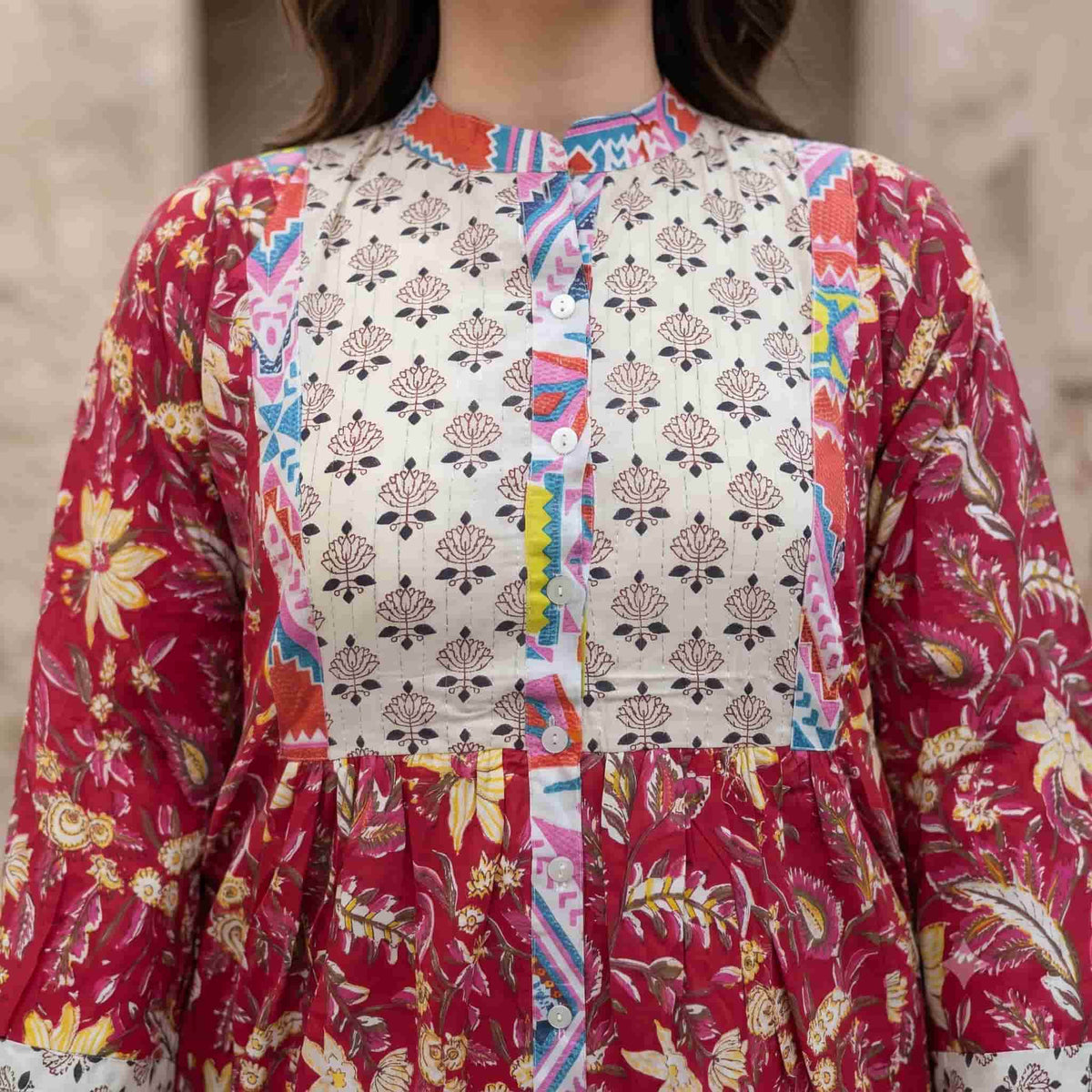 Crimson Bloom Women Darra - Red