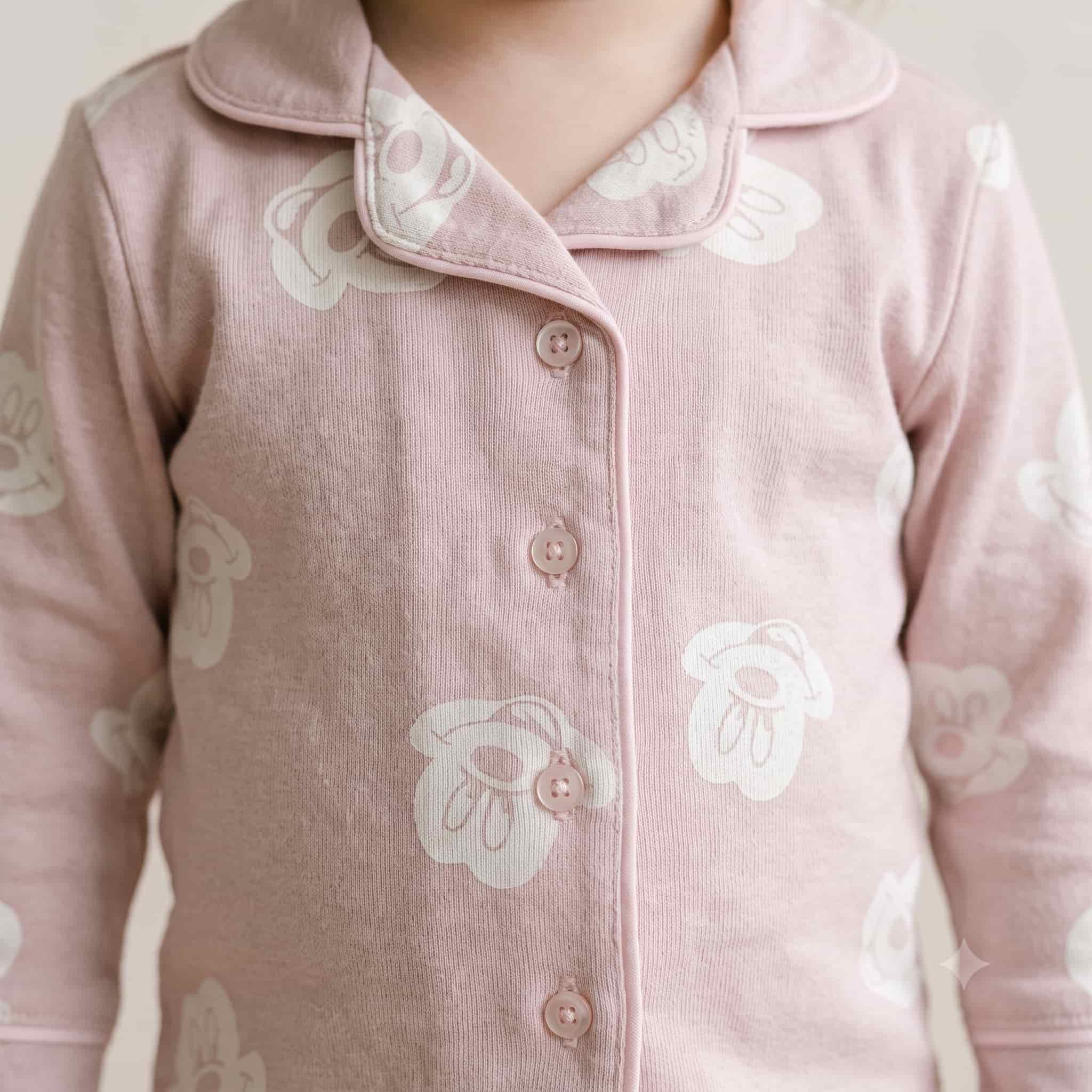 Modern Mouse Baby Girls Full Sleeves Pajama Set - Dusty Pink