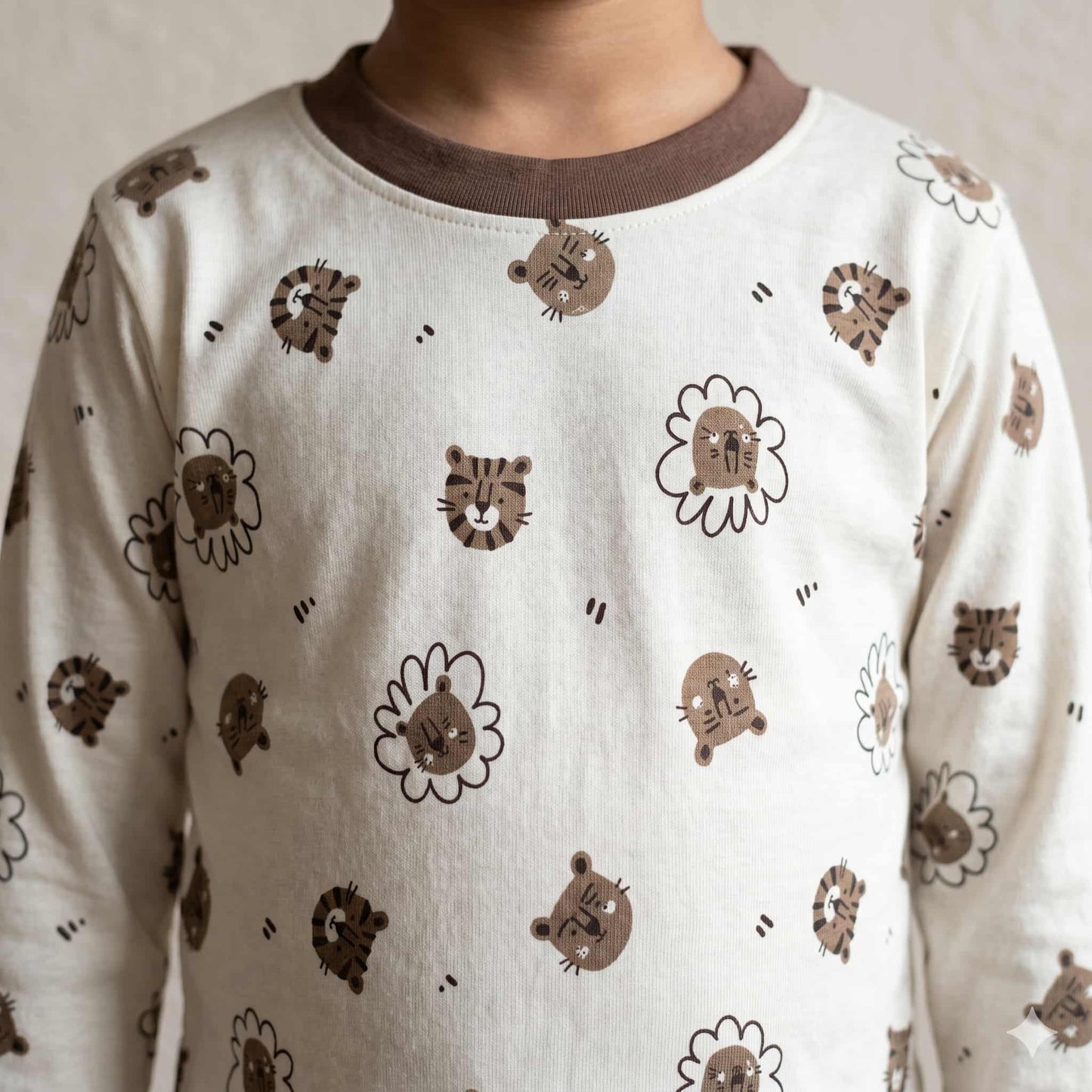 Wild Roar Boys Full Sleeves Pajama Set - White