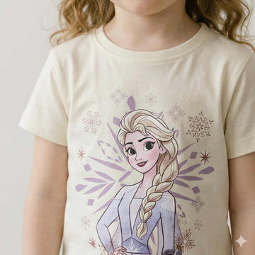 Frozen Girl Half Sleeves Pajama Set- Lavender
