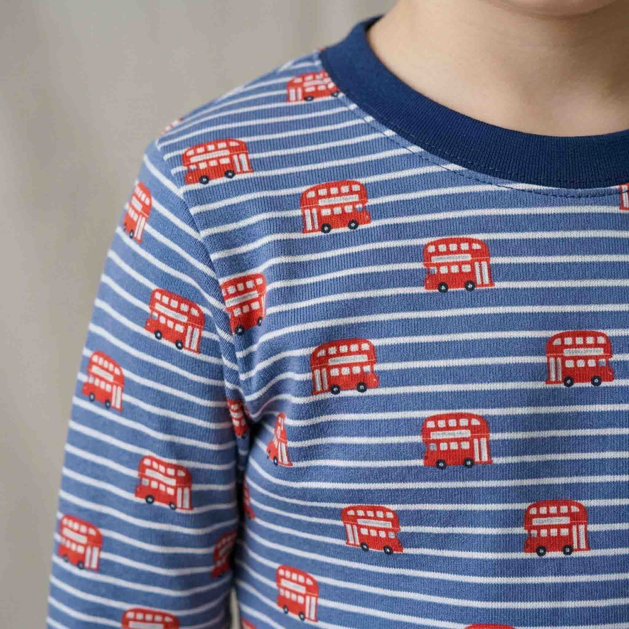 London Bus Boys Full Sleeves Pajama Set - Blue