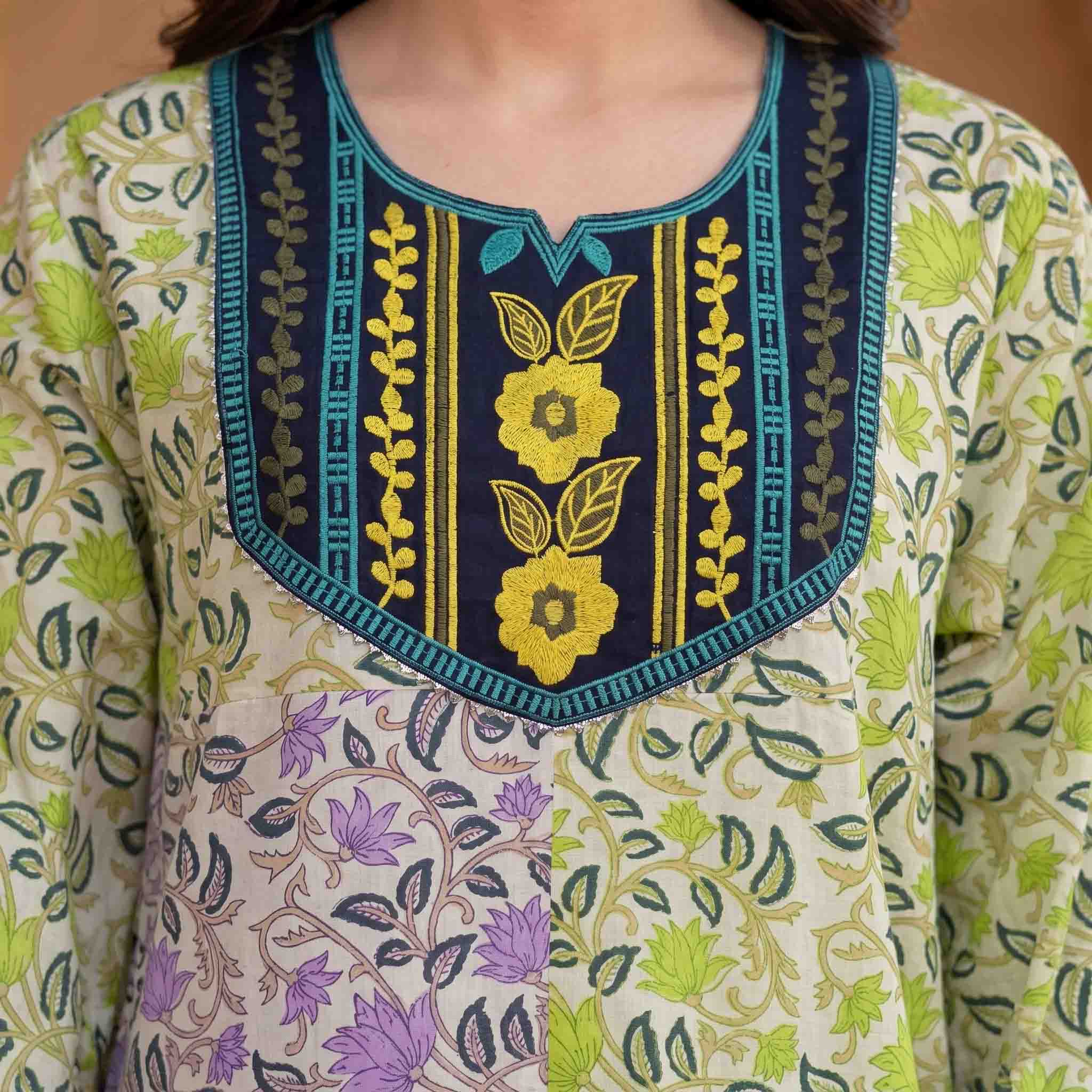 Spring Floral Women Darra - Lime & Purple