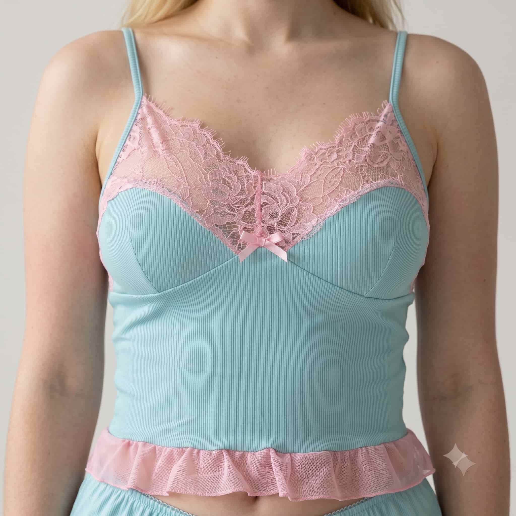 Aqua Blush Women Cami Short set - Light Blue & Pink