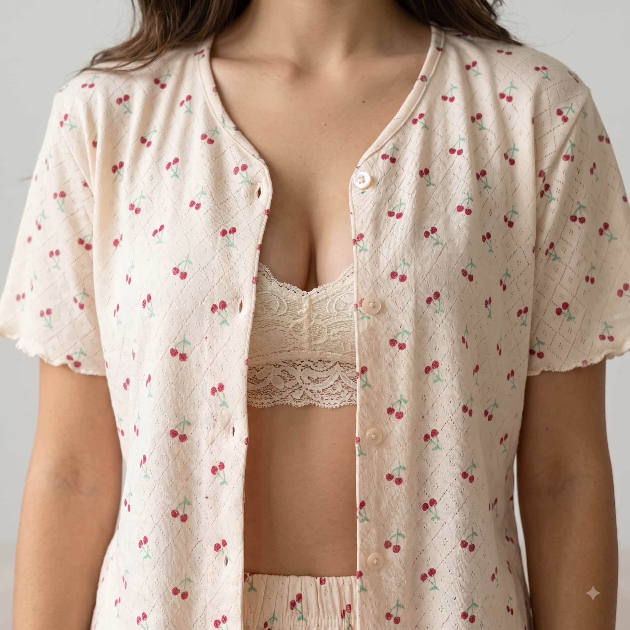 Cherry Bliss Women Half Sleeves Pajama Set - Peach