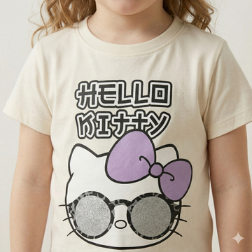 Hello Kitty Japan Girl Half Sleeves Pajama Set- White