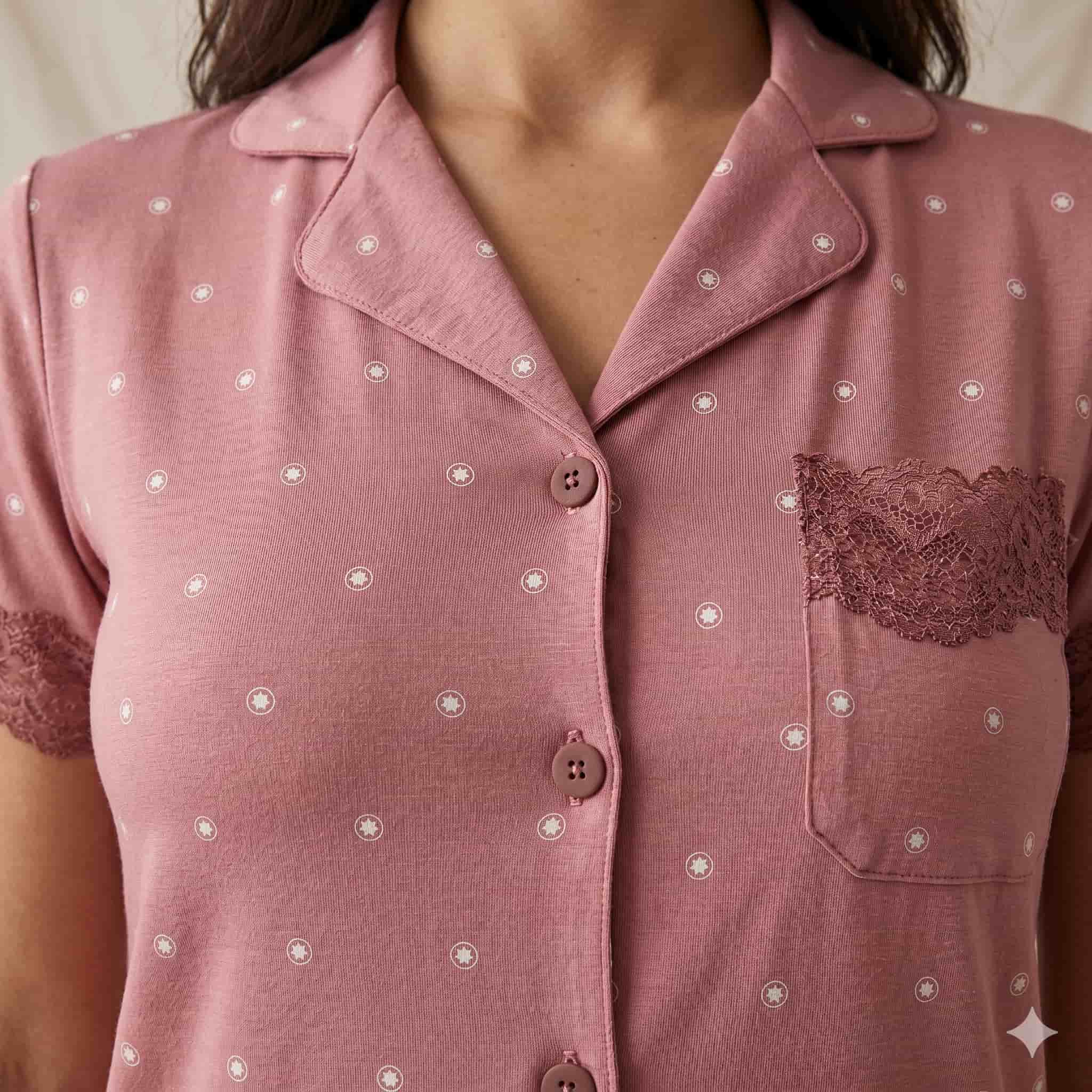 Dusky Rose Women Half Sleeves Pajama Set - Pink