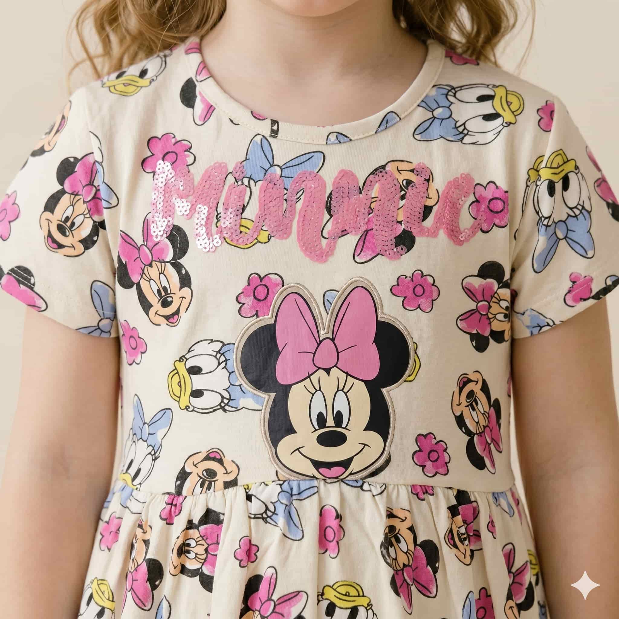 Minnie Mouse Girls Frock - Cream
