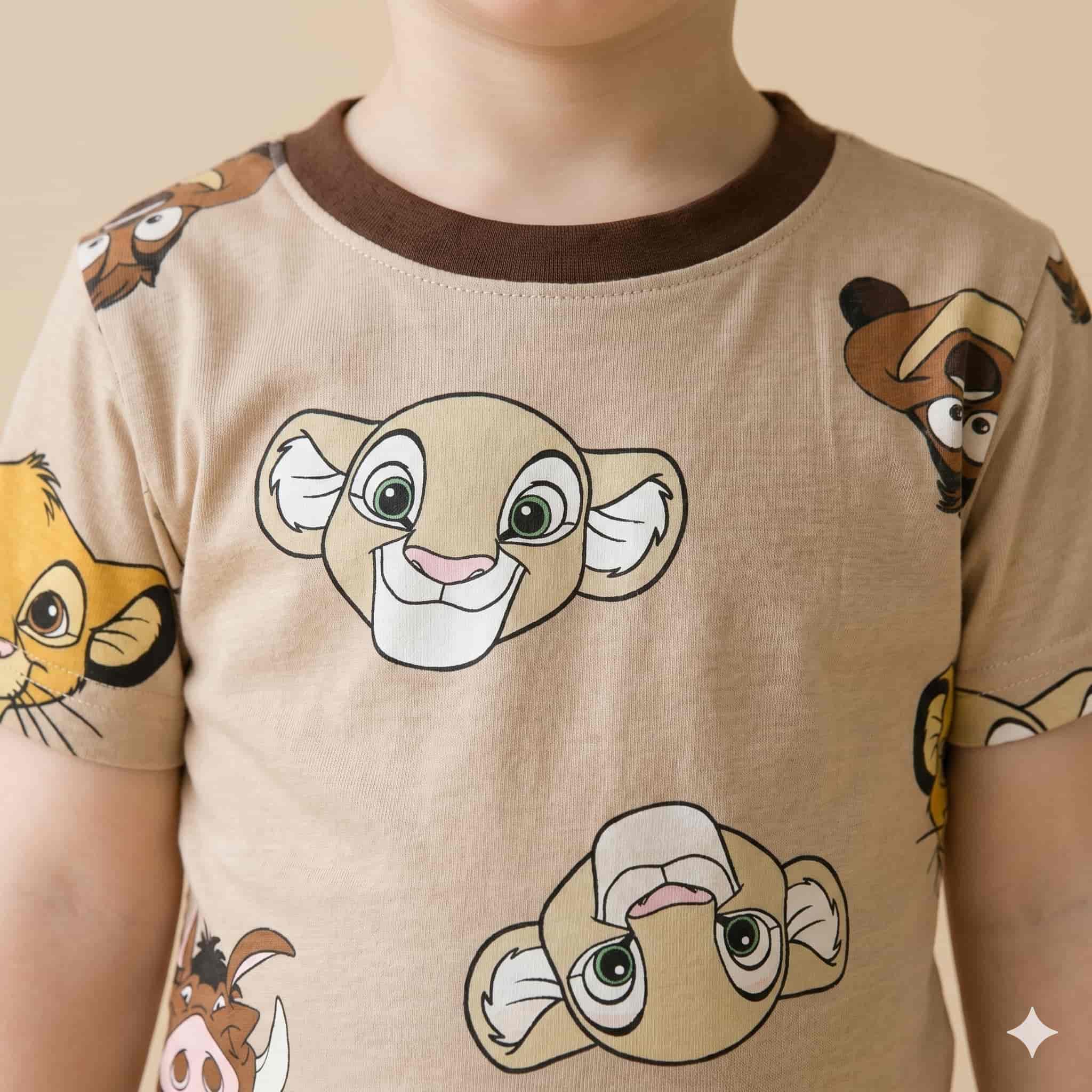 Safari Cub Boys Half Sleeves Pajama Set - Beige