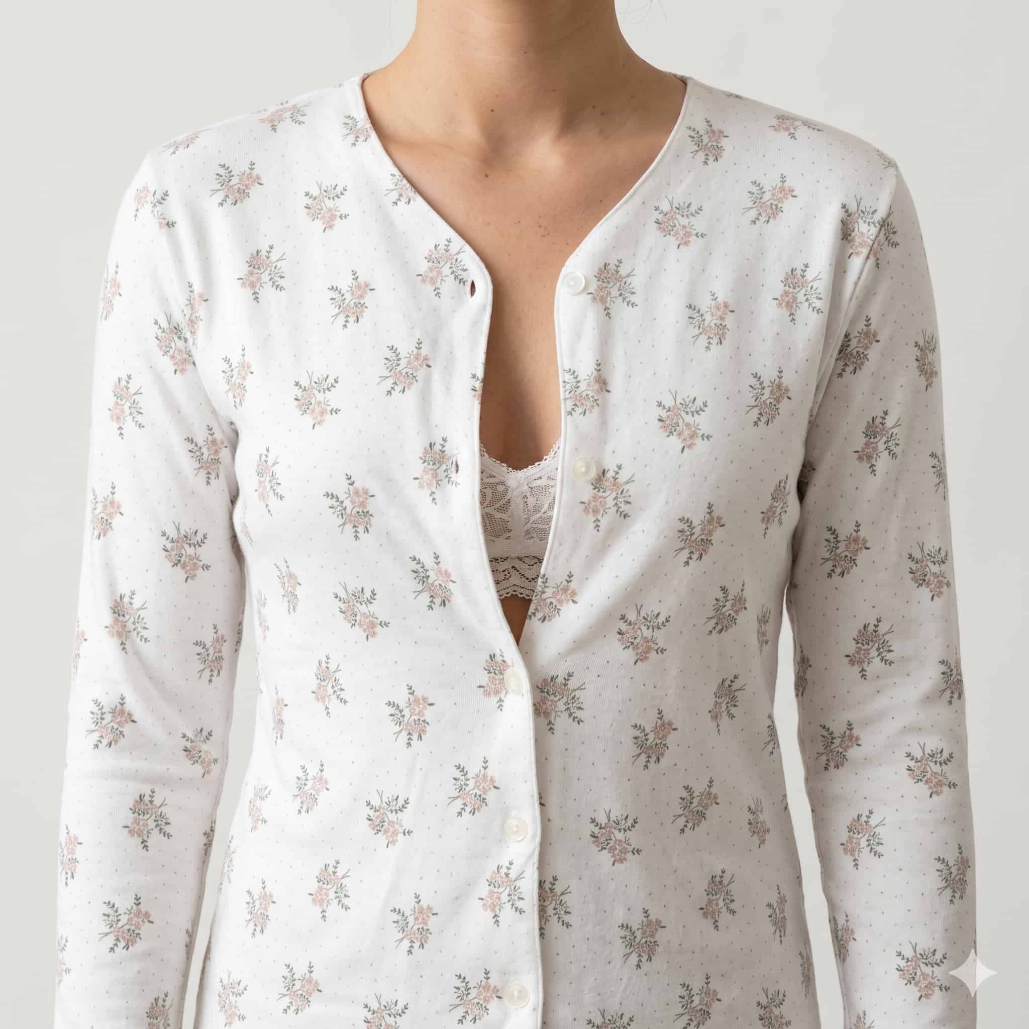 Blush Bouquet Women Full Sleeves Pajama Set - White