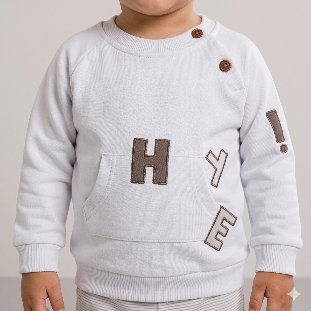 Hype Haven Baby Boys Winter Full Sleeves Pajama Set – White & Grey