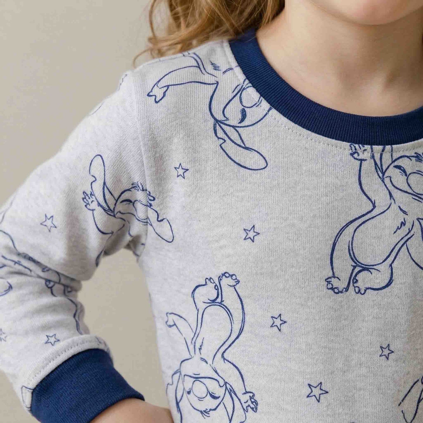 Happy Stitch Girls Disney Pajama Set - Blue