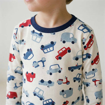 Toy Cars Boys Full Sleeves Pajama Set - White