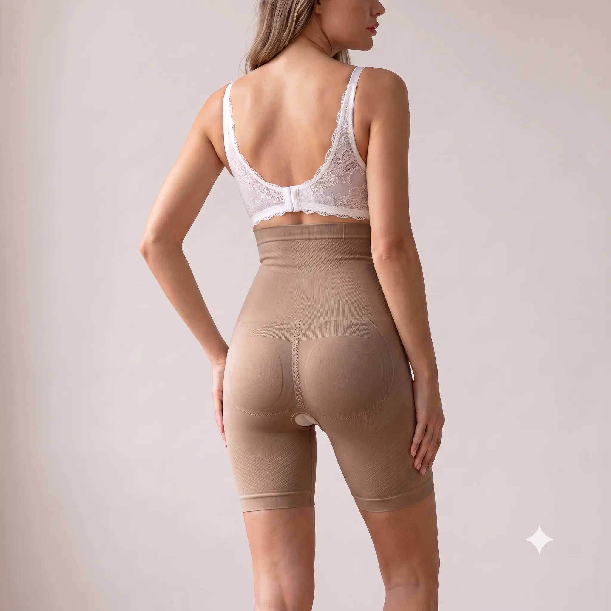 Padded High Waist Tummy Flatter Women Shapewear With Peehole -Brown