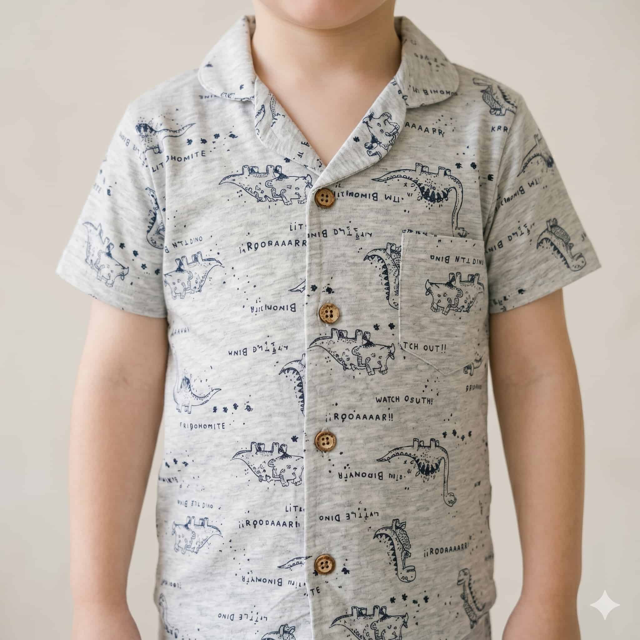 Jurassic Roar Boys Half Sleeves Pajama Set - Grey