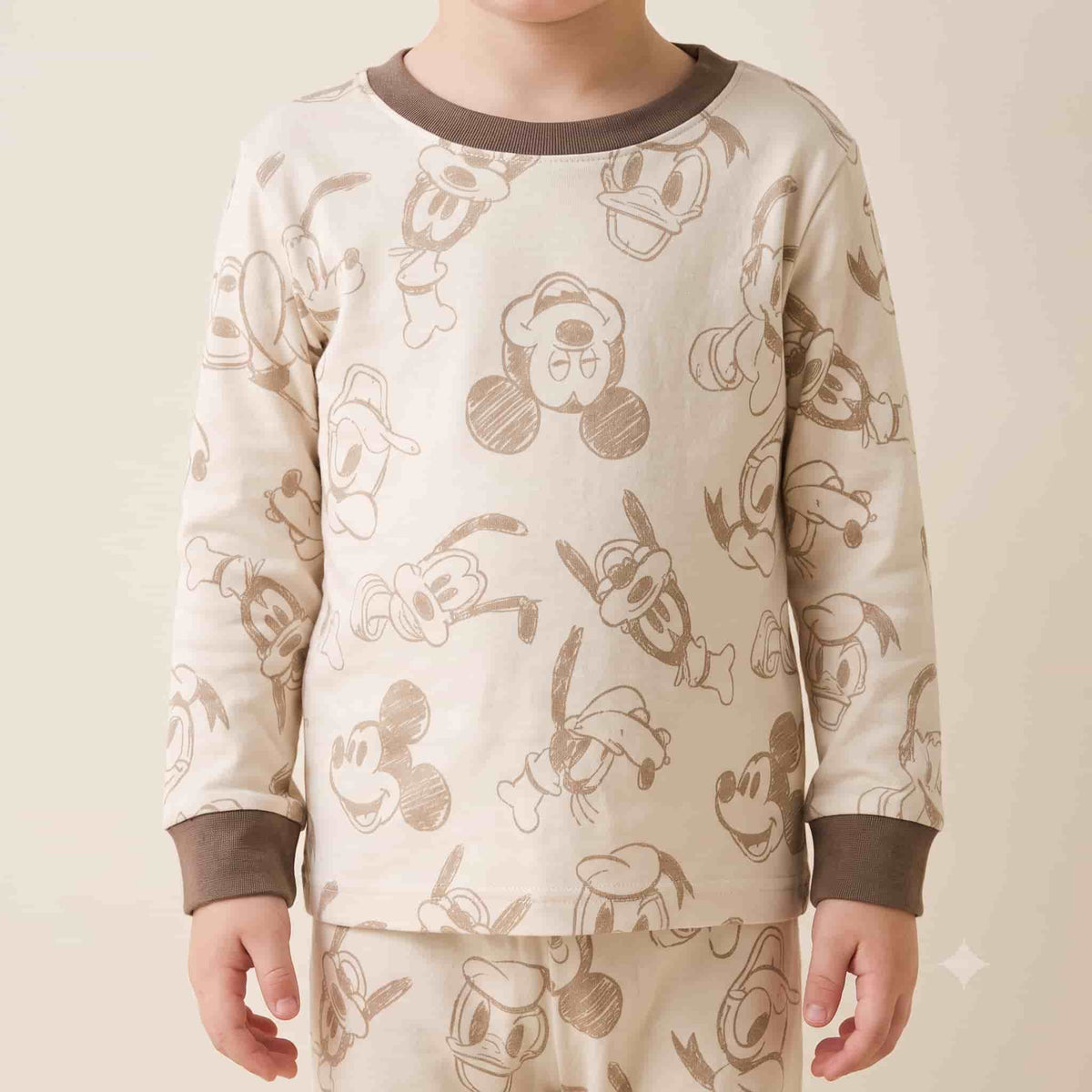 Mickey Mouse Boys Full Sleeves Pajama Set - Cream