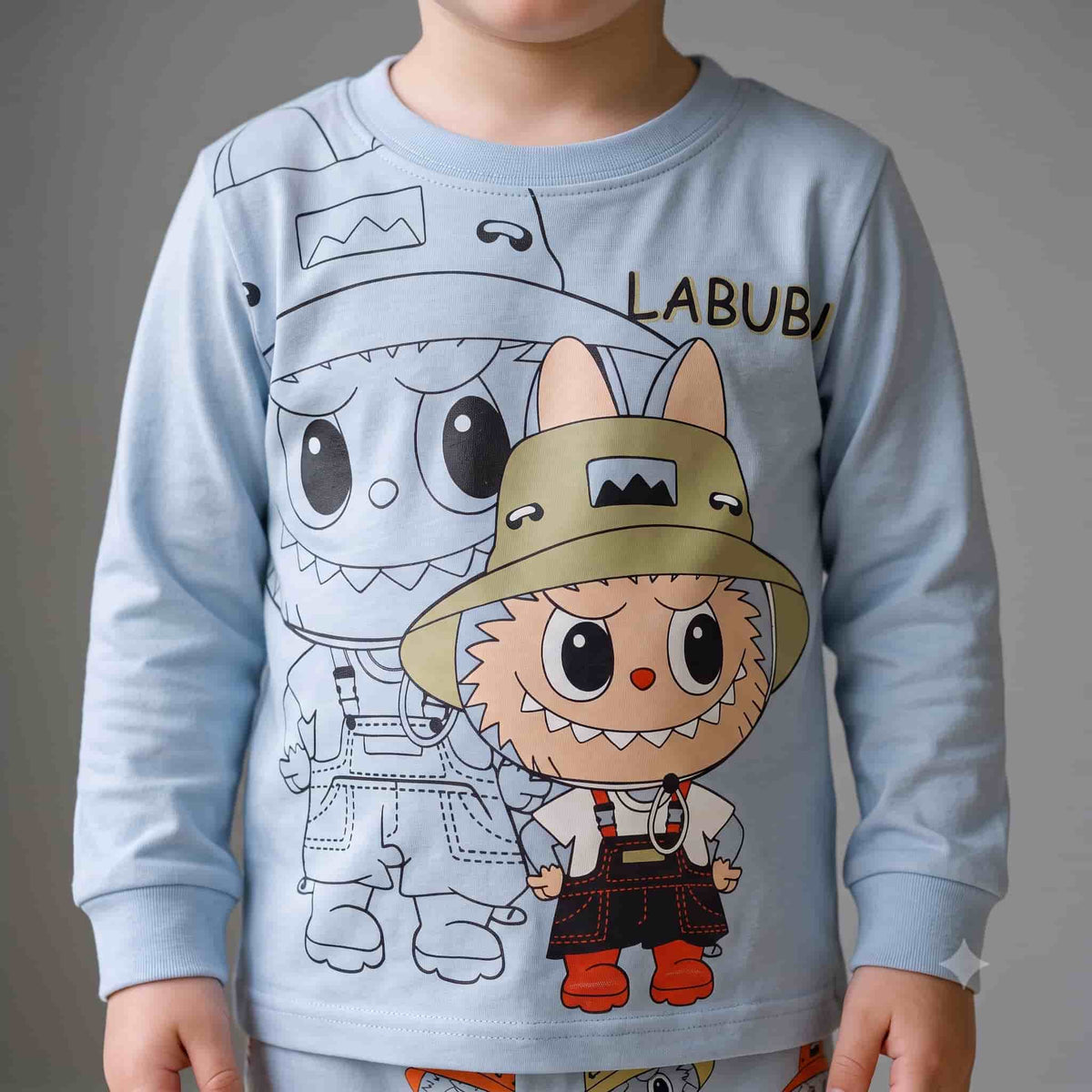 Labubu Boys Full Sleeves Pajama Sets- Blue