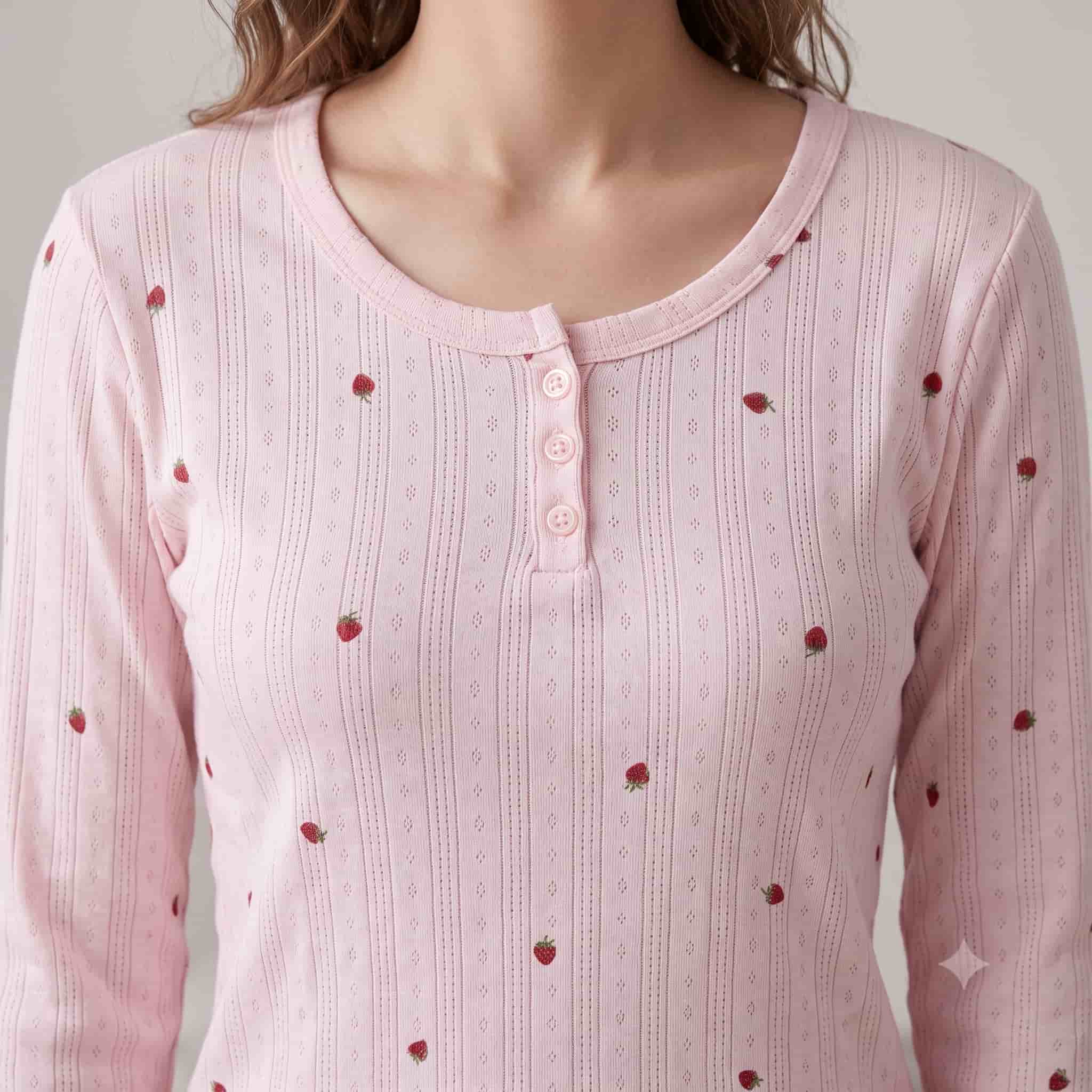 Berry Blush Women Full Sleeves Pajama Set – Pastel Pink