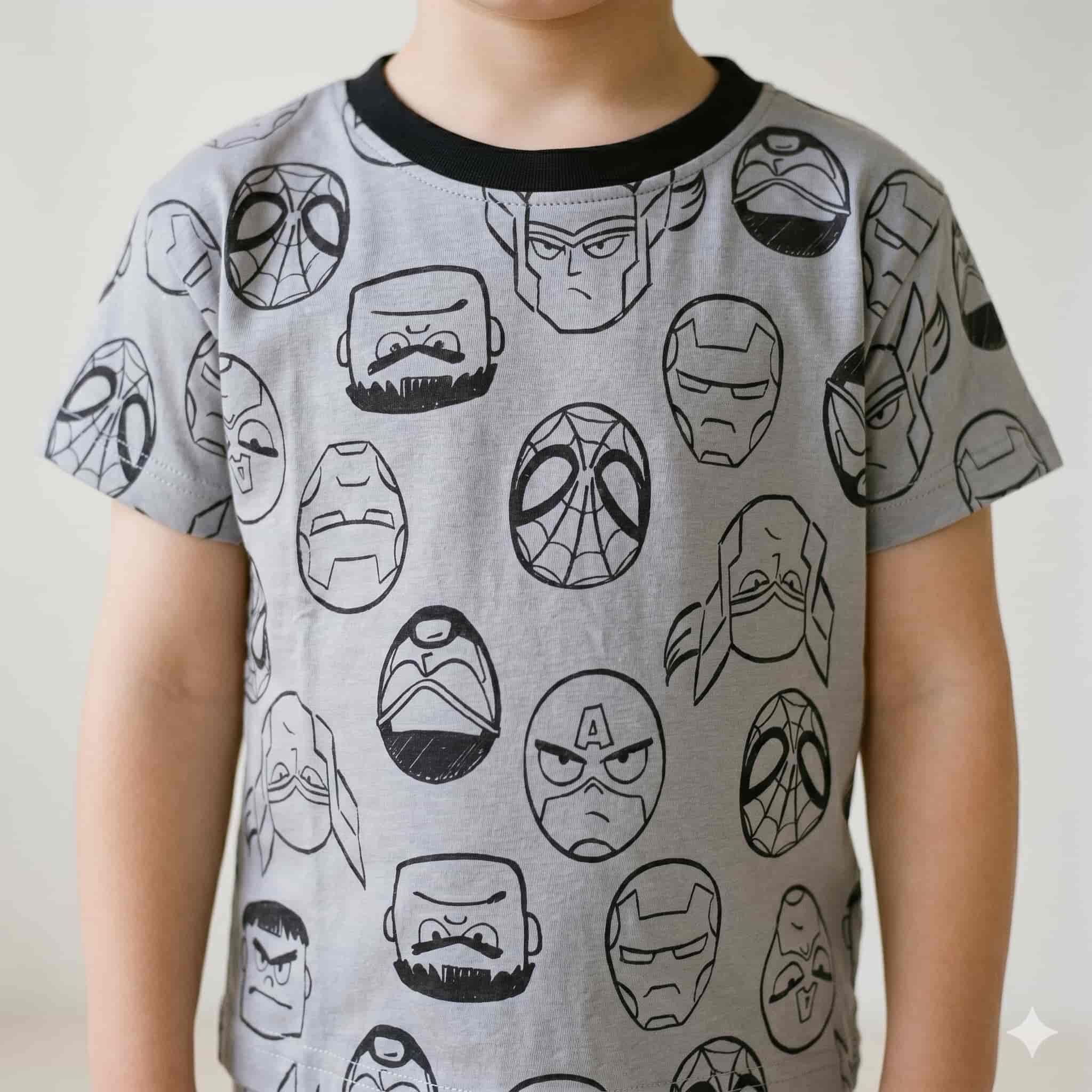 Avengers Comic Sketch Boys Half Sleeves Pajama Set - Grey