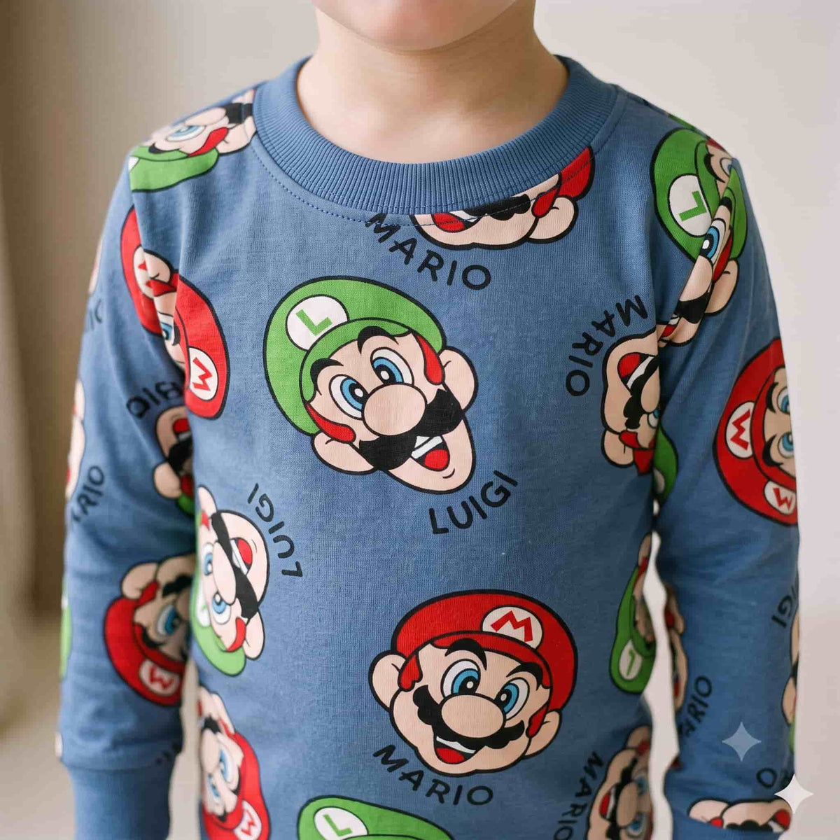 Mario Boys Winter Full Sleeves Pajama Set – Dusty Blue