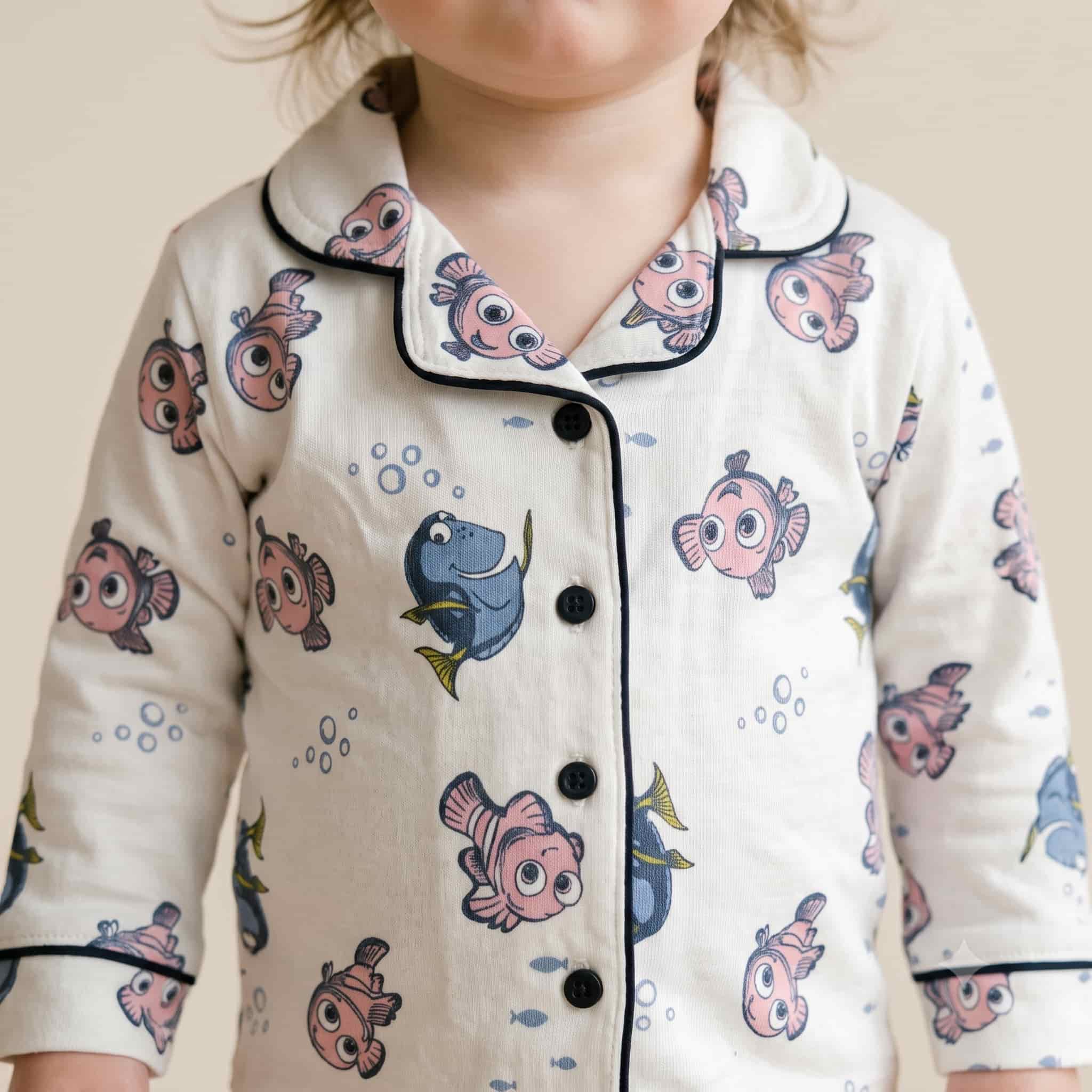Ocean Odyssey Baby Girls Full Sleeves Pajama Set - Cream