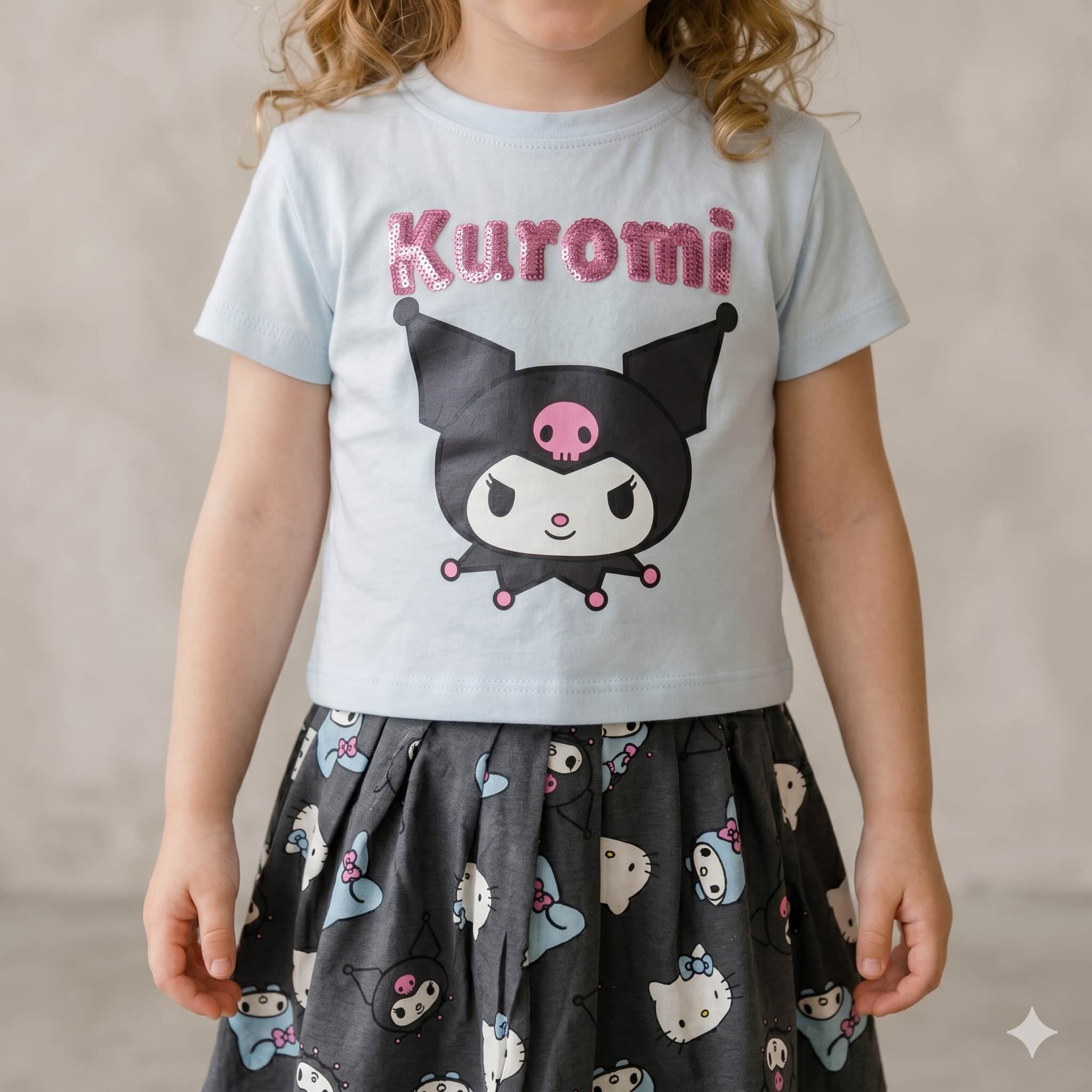 Chic Kuromi Girls Skirt Set - Blue