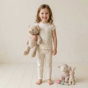 Rosebud Garden Girls Short Sleeves Pajama Set - Cream
