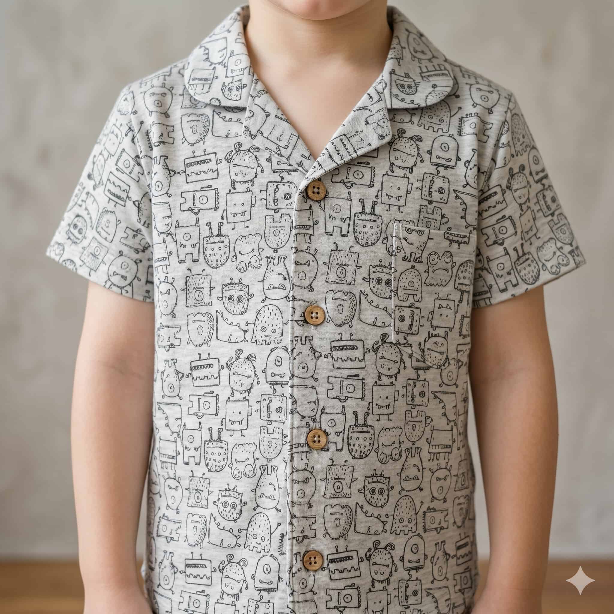 Monster Mash Boys Half Sleeves Pajama Set - Grey