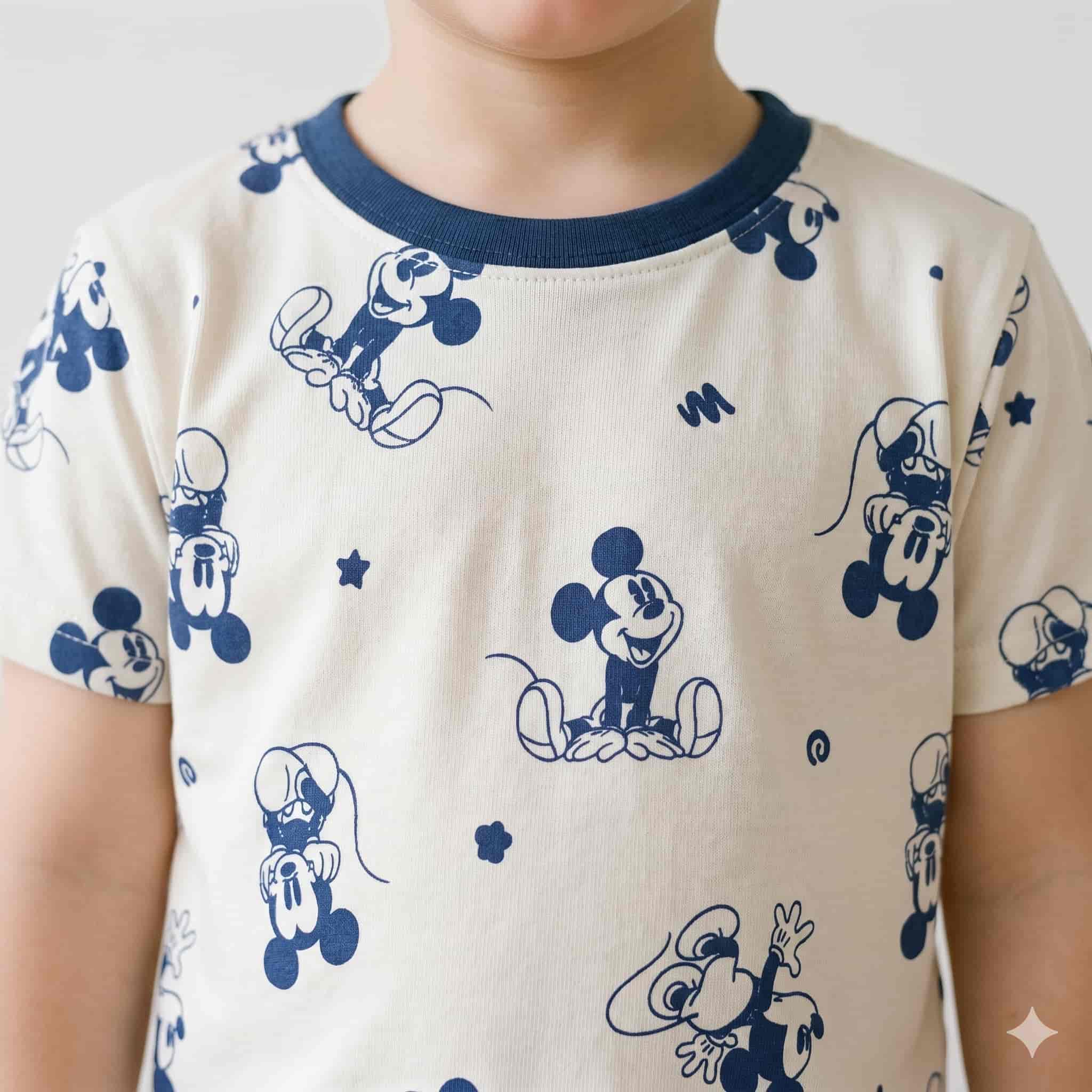 Mickey Mosue Sketch Boys Half Sleeves Pajama Set - Cream