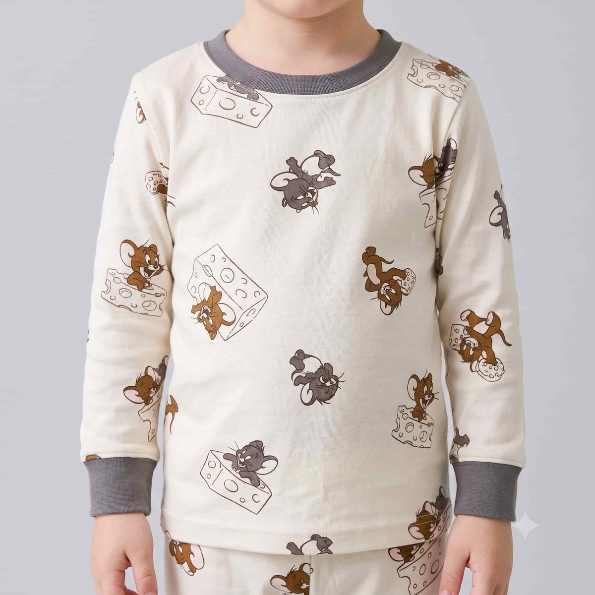 Tom & Jerry Boys Full Sleeves Pajama Set – Cream