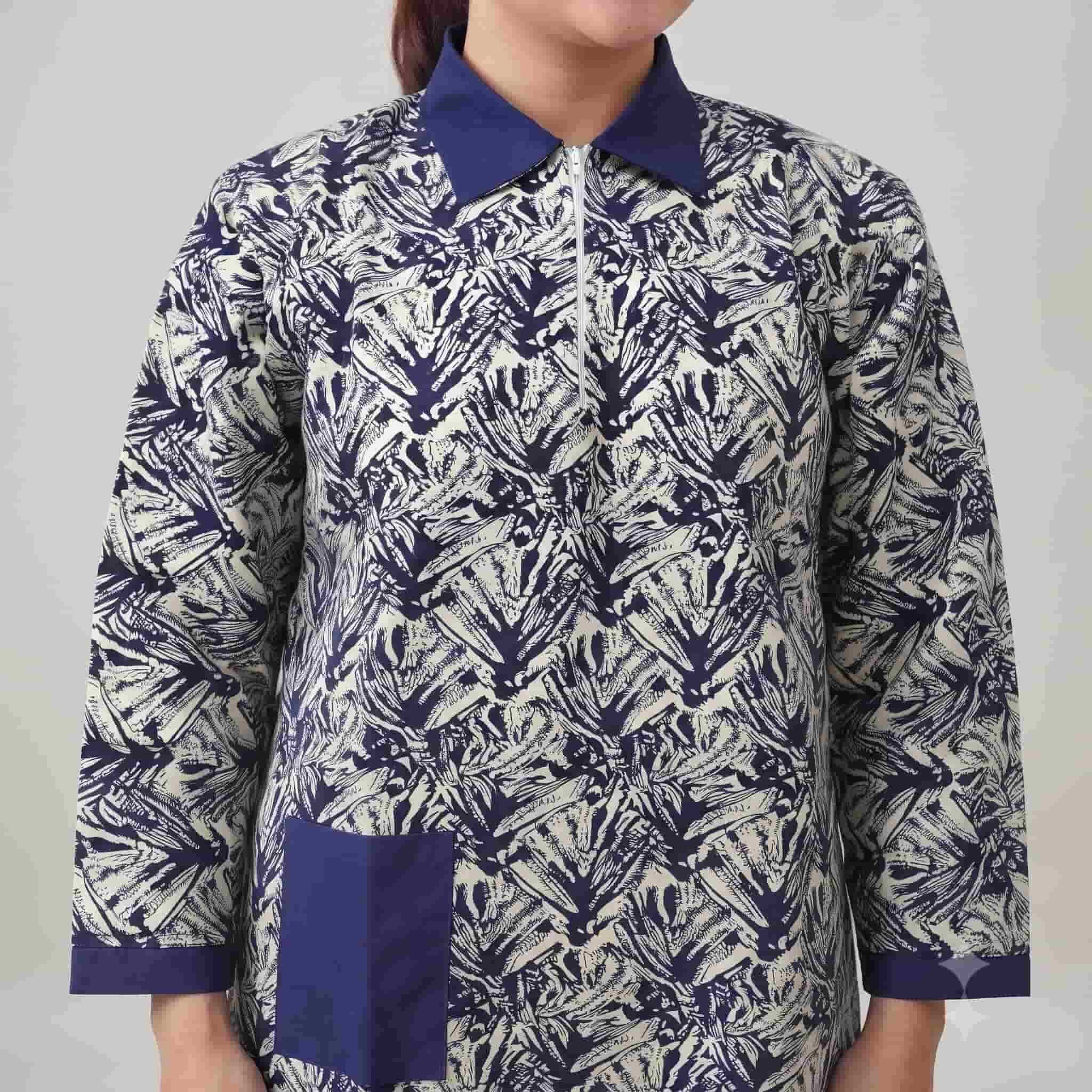 Midnight Foliage Maid Uniform Set – Navy Blue