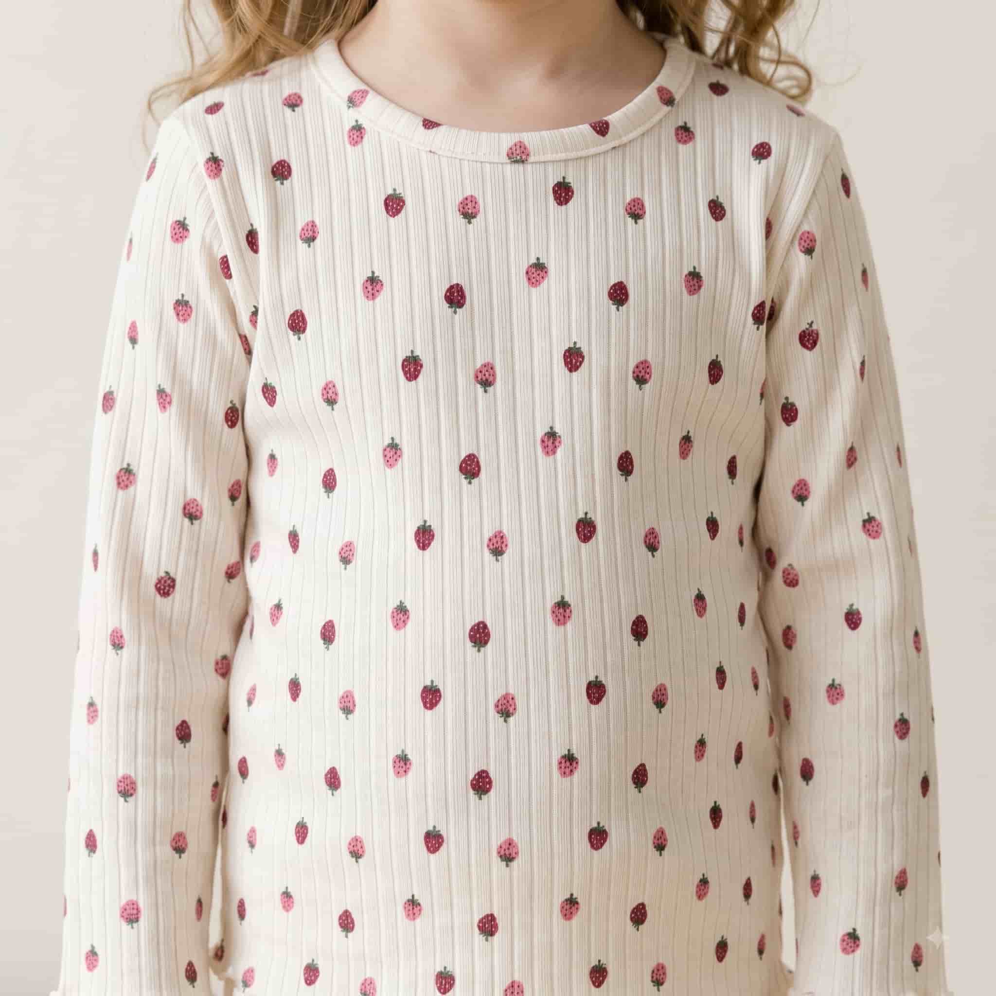 Sweet Berry Girls Full Sleeves Pajama Set - Cream