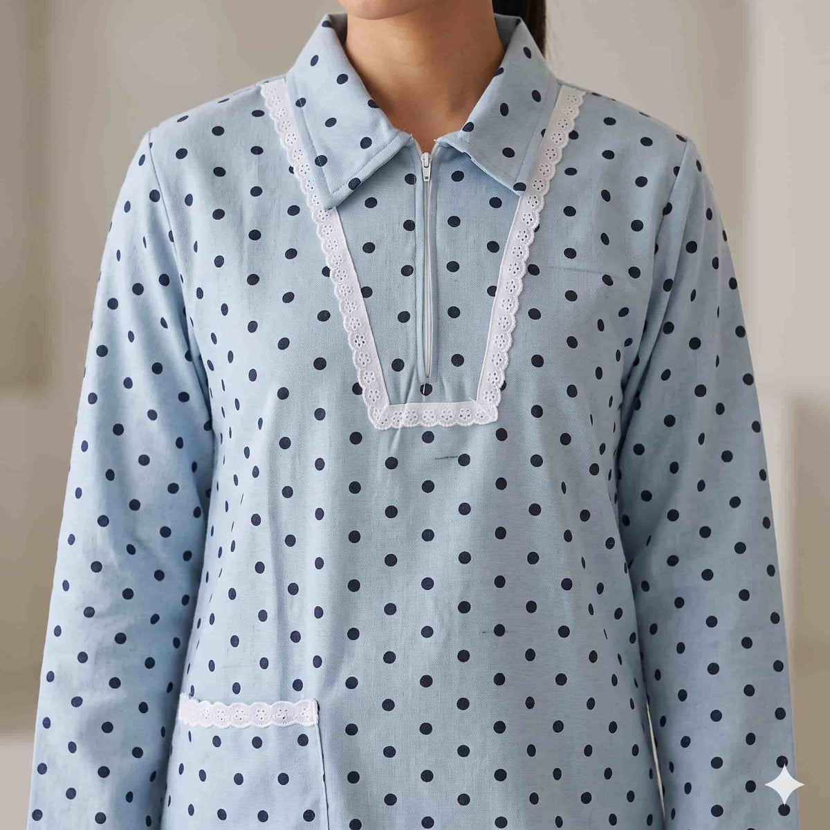 Sky Dots Maid Winter Uniform Set – Light Blue