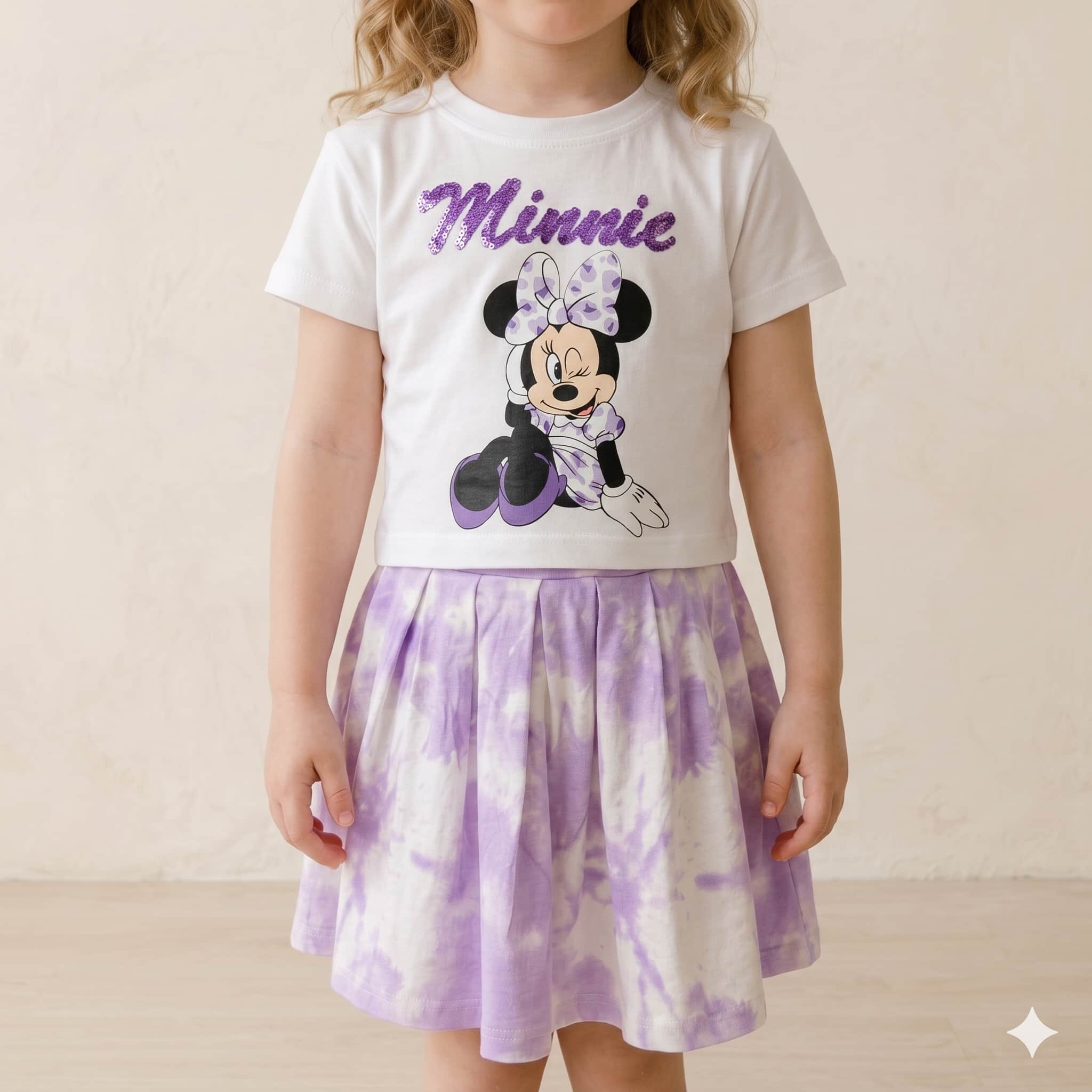 Minnie Mouse Girls Skirt Set - Purple