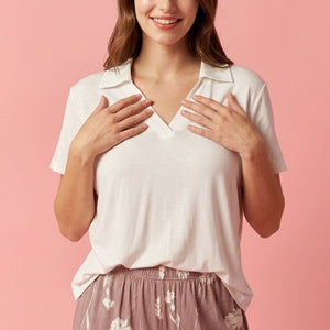 Dandelion Women Pajama Set - White & Brown