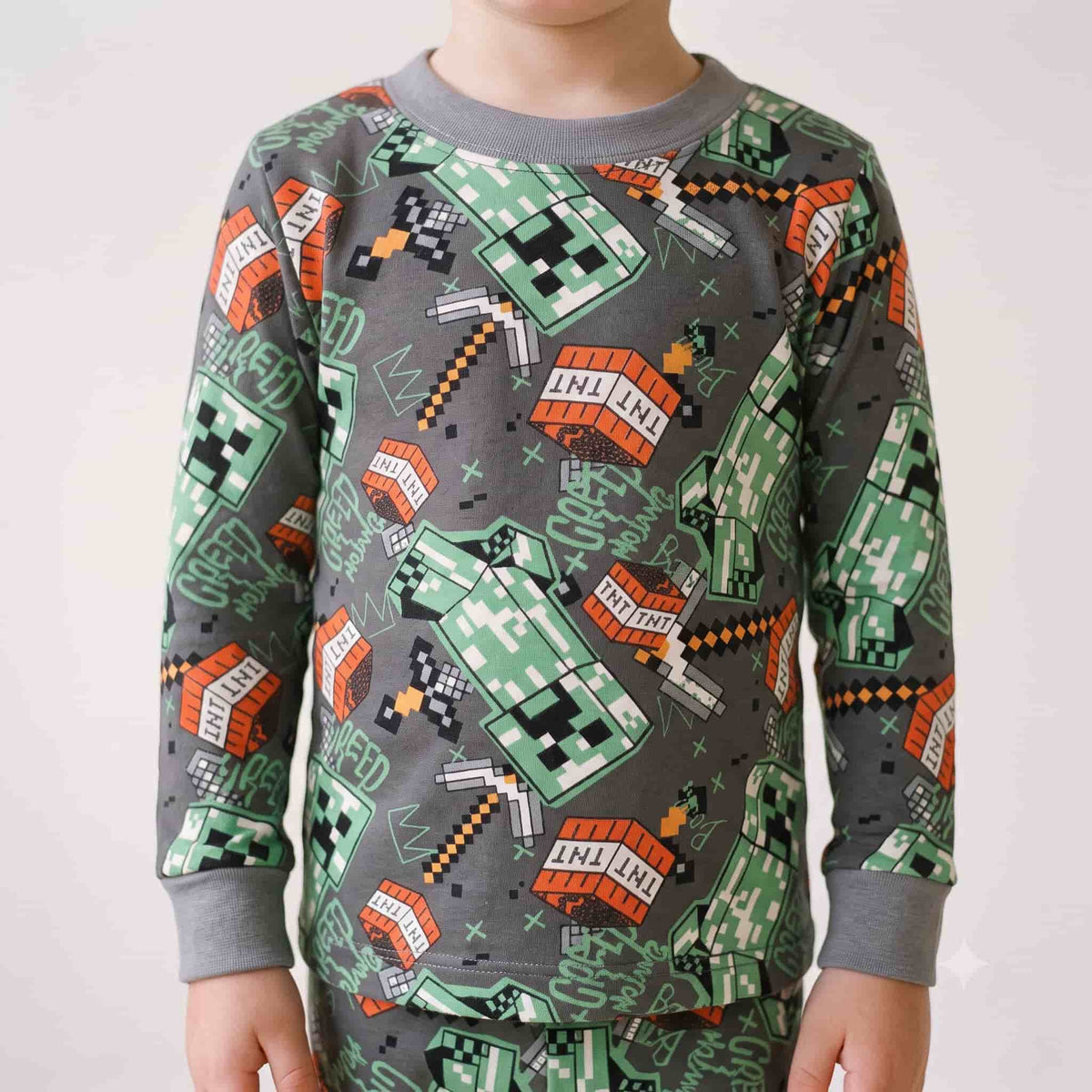 Minecraft Boys Winter Full Sleeves Pajama Set – Charcoal Grey
