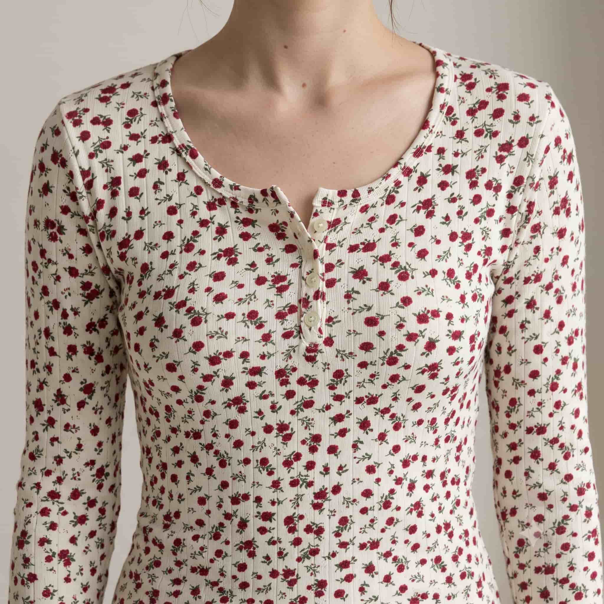 Crimson Rose Women Full Sleeves Pajama Set – Ivory