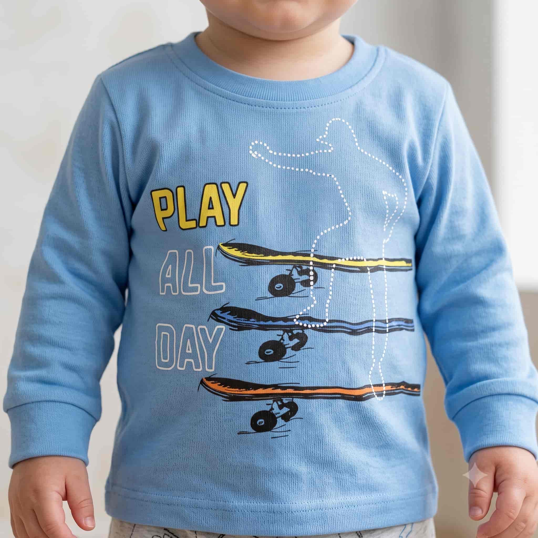 Endless Play Baby Boys Full Sleeves Pajama Set - Sky Blue