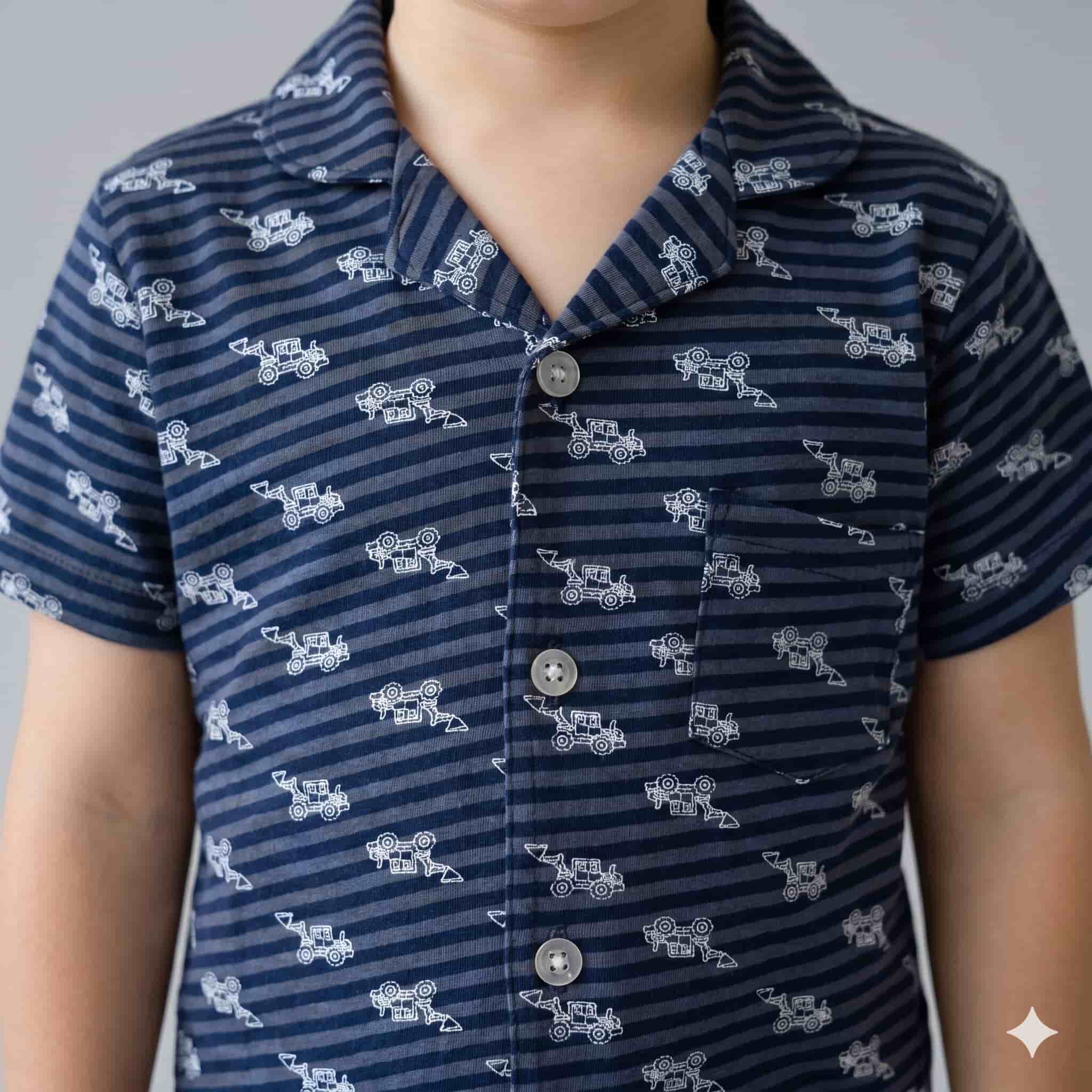 Construction Crew Boys Half Sleeves Pajama Set - Navy