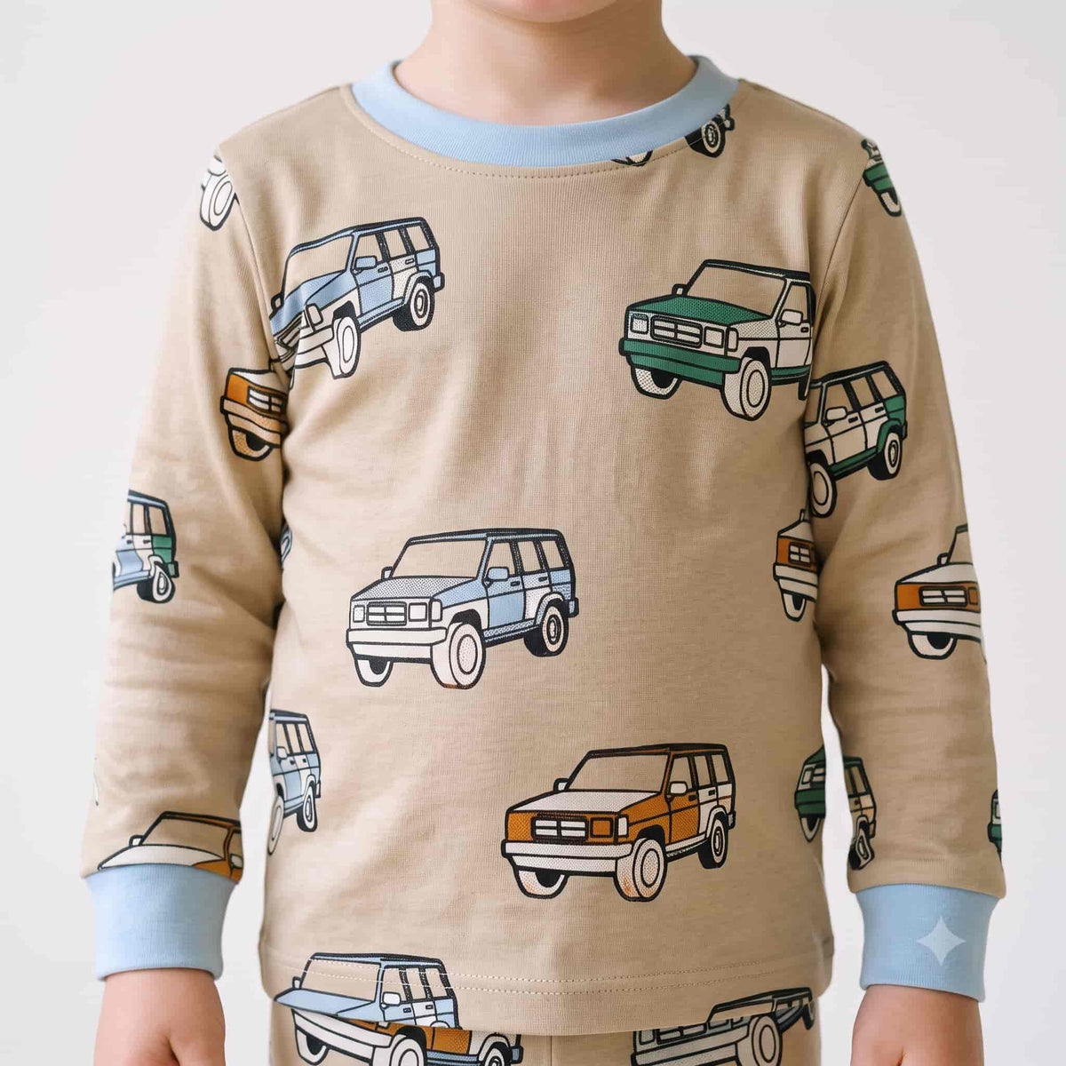 Motor Car Boys Full Sleeves Pajama Set – Beige