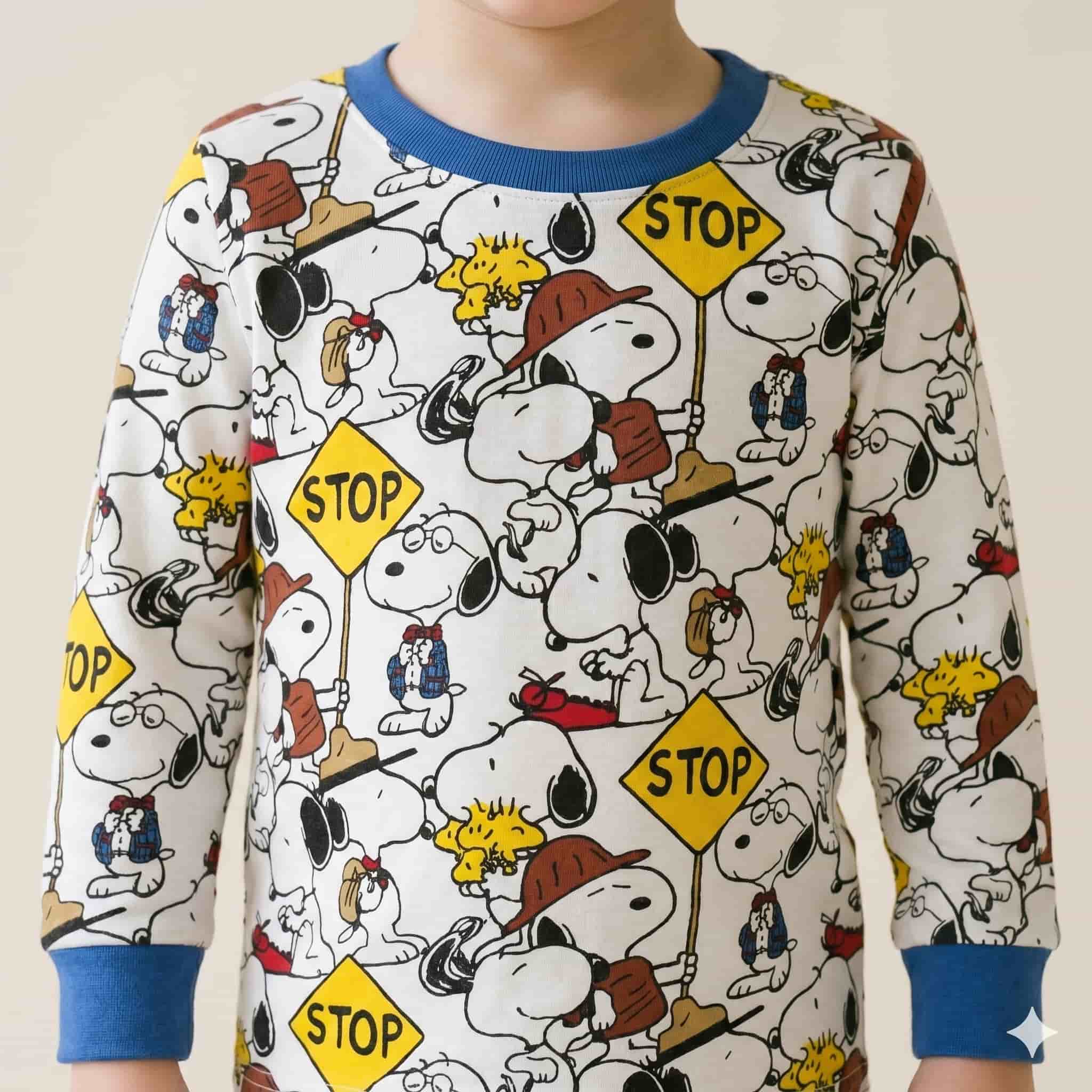Snoopy Adventures Boys Full Sleeves Pajama Set - Blue