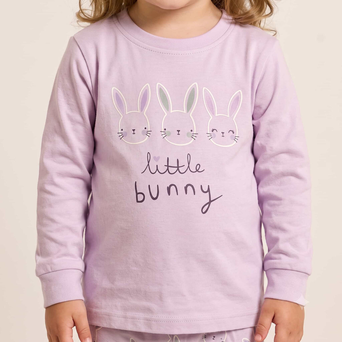 Little Bunny Baby Girls Full Sleeves Pajama Set – Lavender