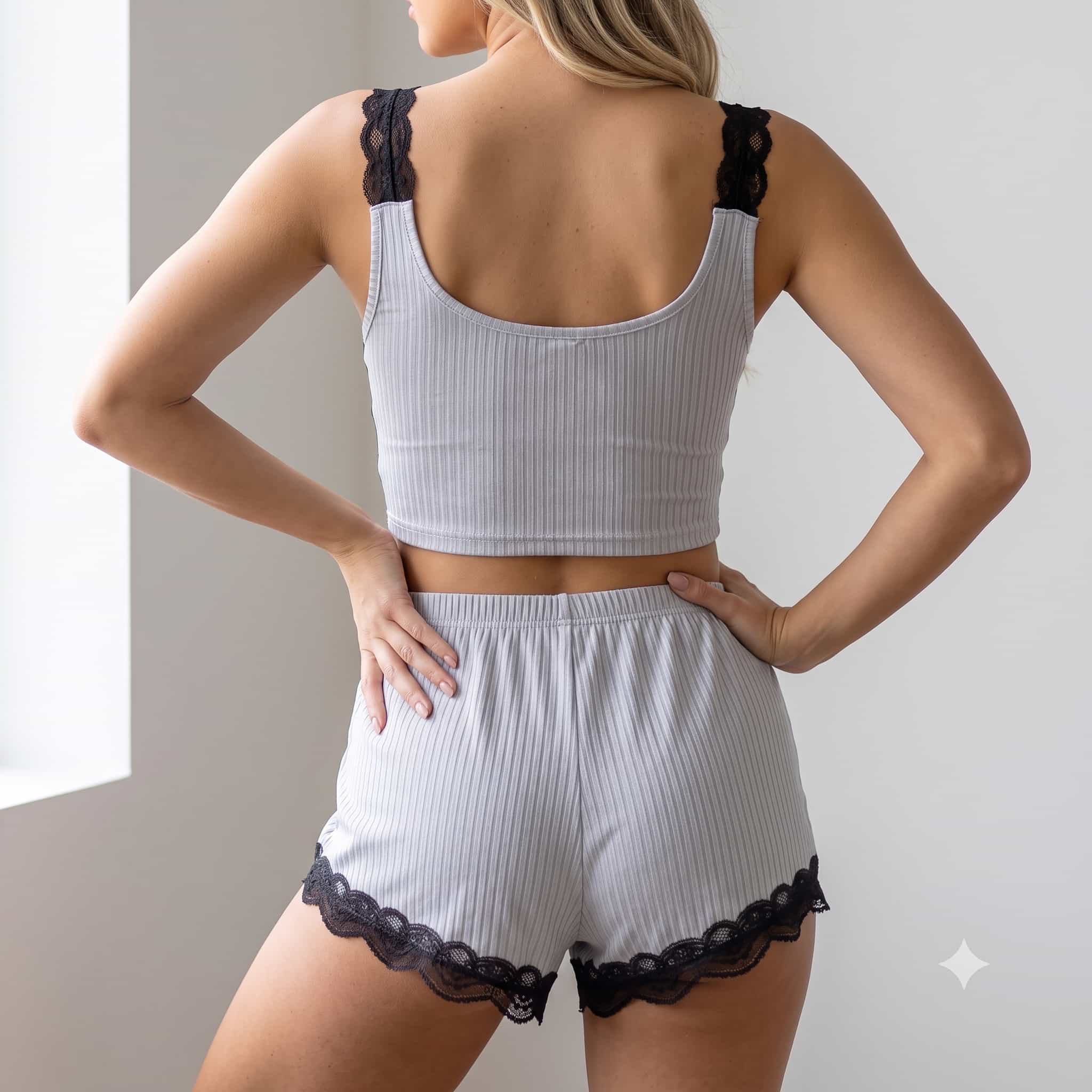 Noir Bloom Women Cami Short Set - Black