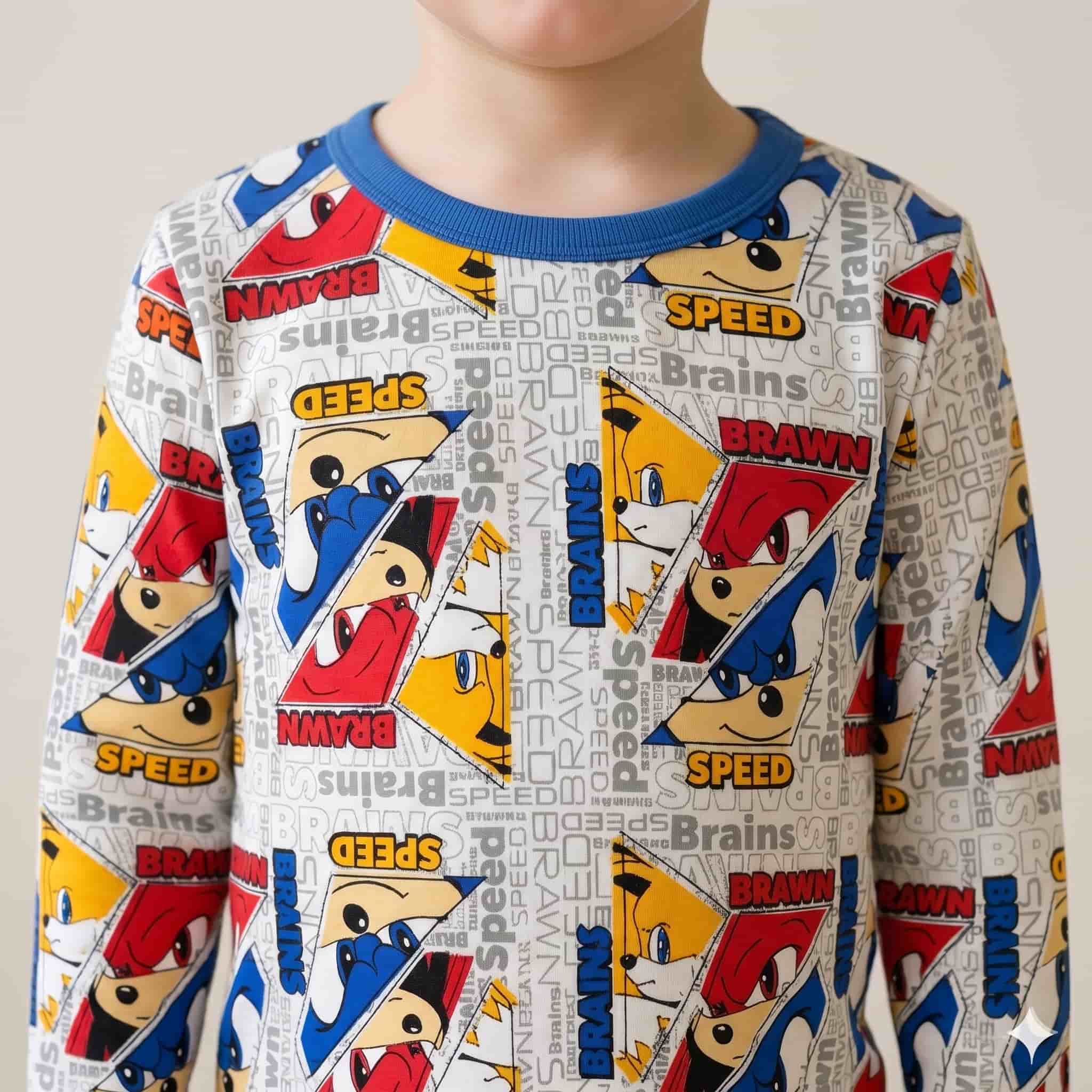 Sonic Squad Boys Full Sleeves Pajama Set - Blue
