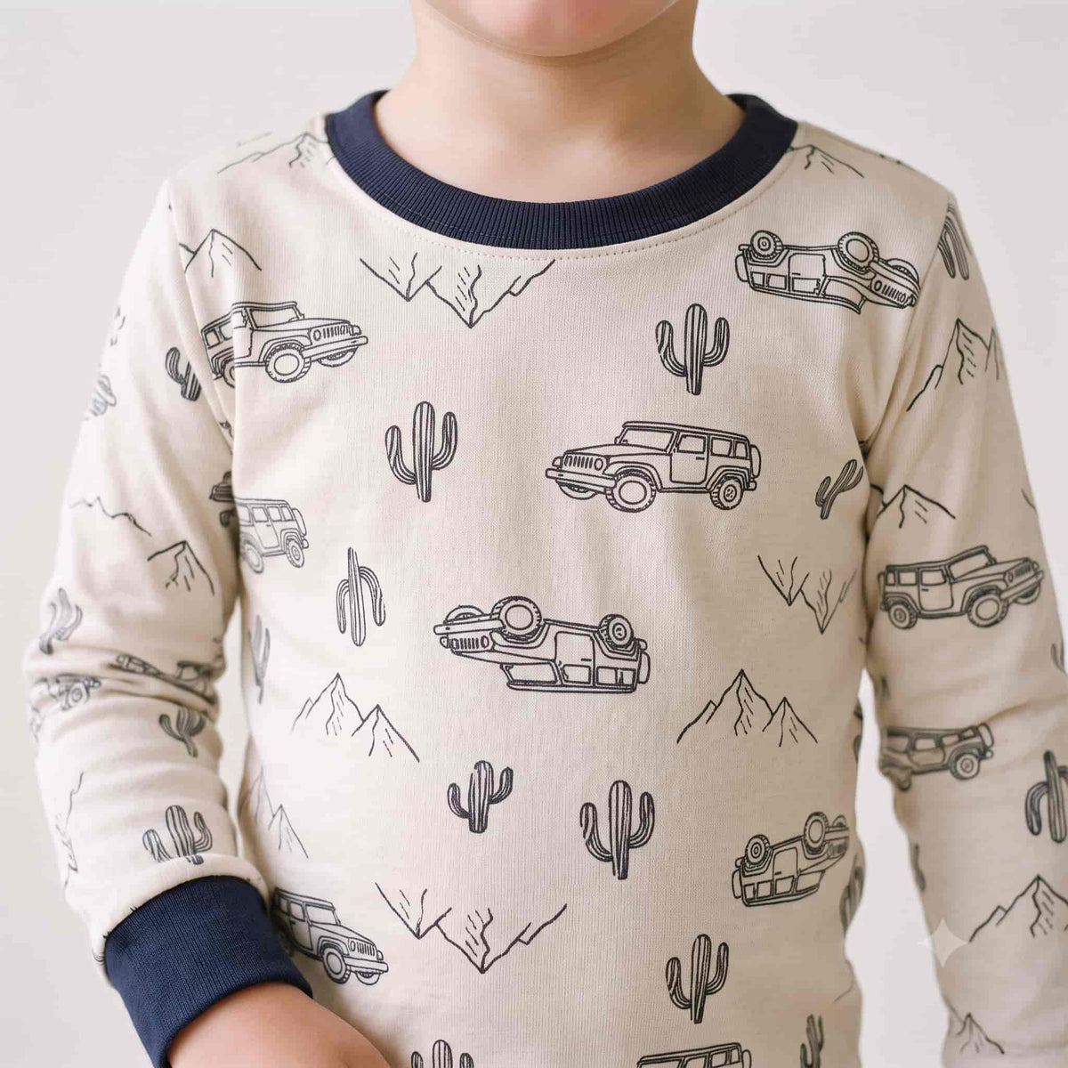 Desert Drive Boys Full Sleeves Pajama Set – Cream