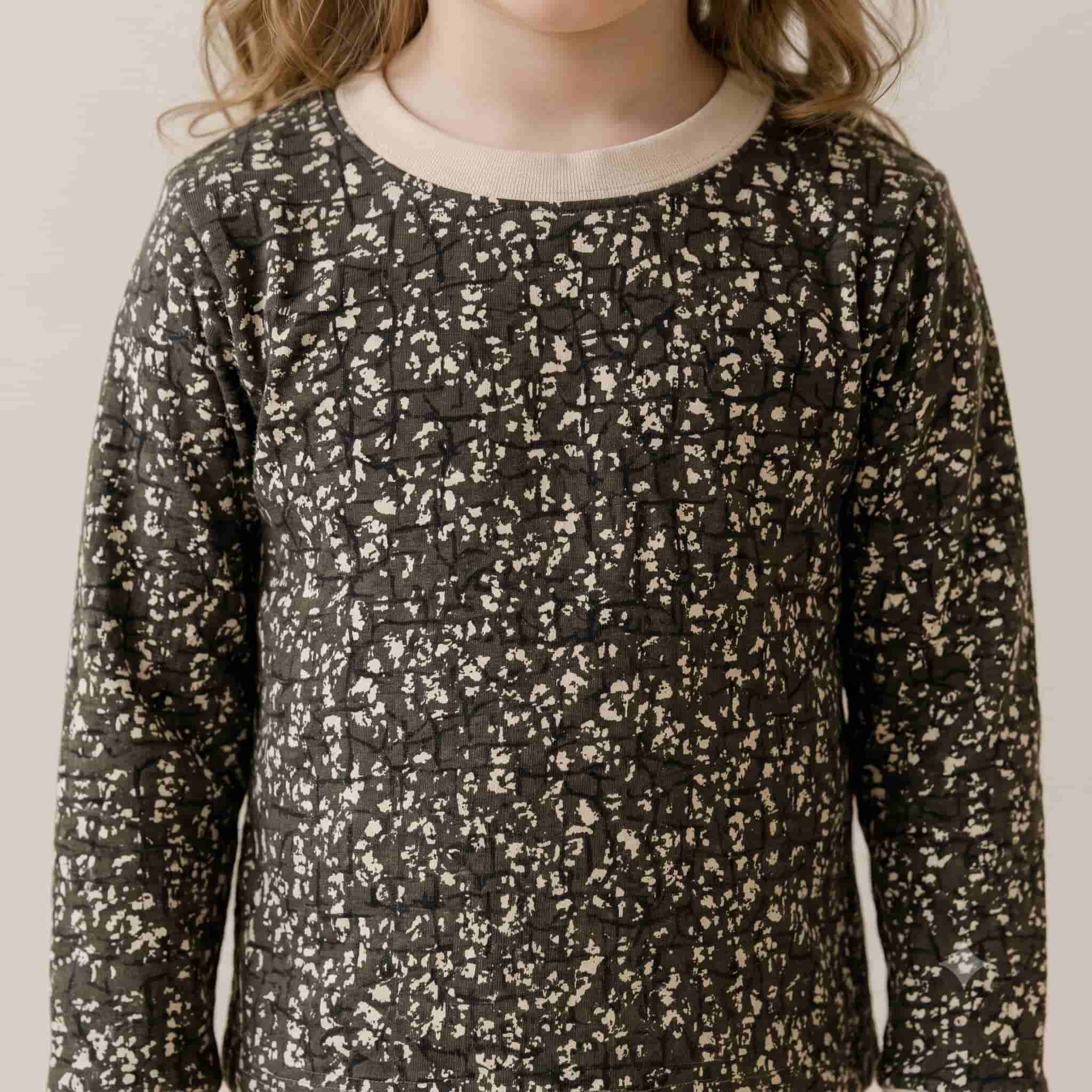 Midnight Mosaic Girls Full Sleeves Pajama Set - Black
