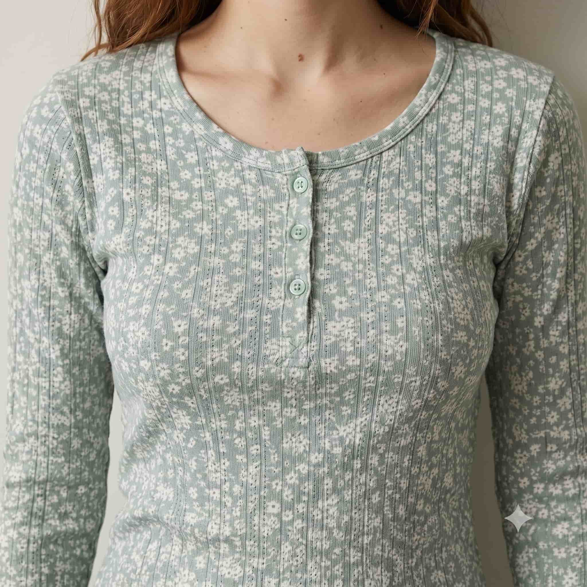 Sage Daisy Women Full Sleeves Pajama Set – Sage Green